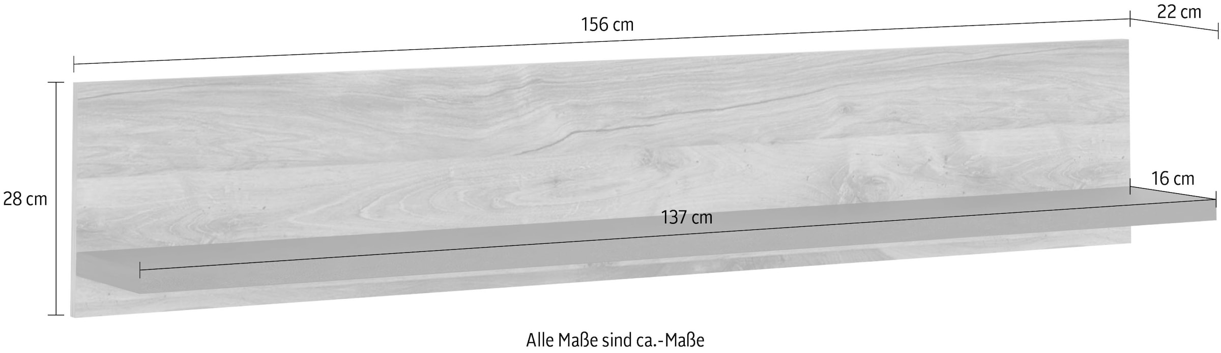 Home affaire Wandboard »York, modernes Wandregal, Hängeregal mit Ablagefach«, vielseitig einsetzbar, in Hunton Oak Dekor verfügbar, 156 cm breit