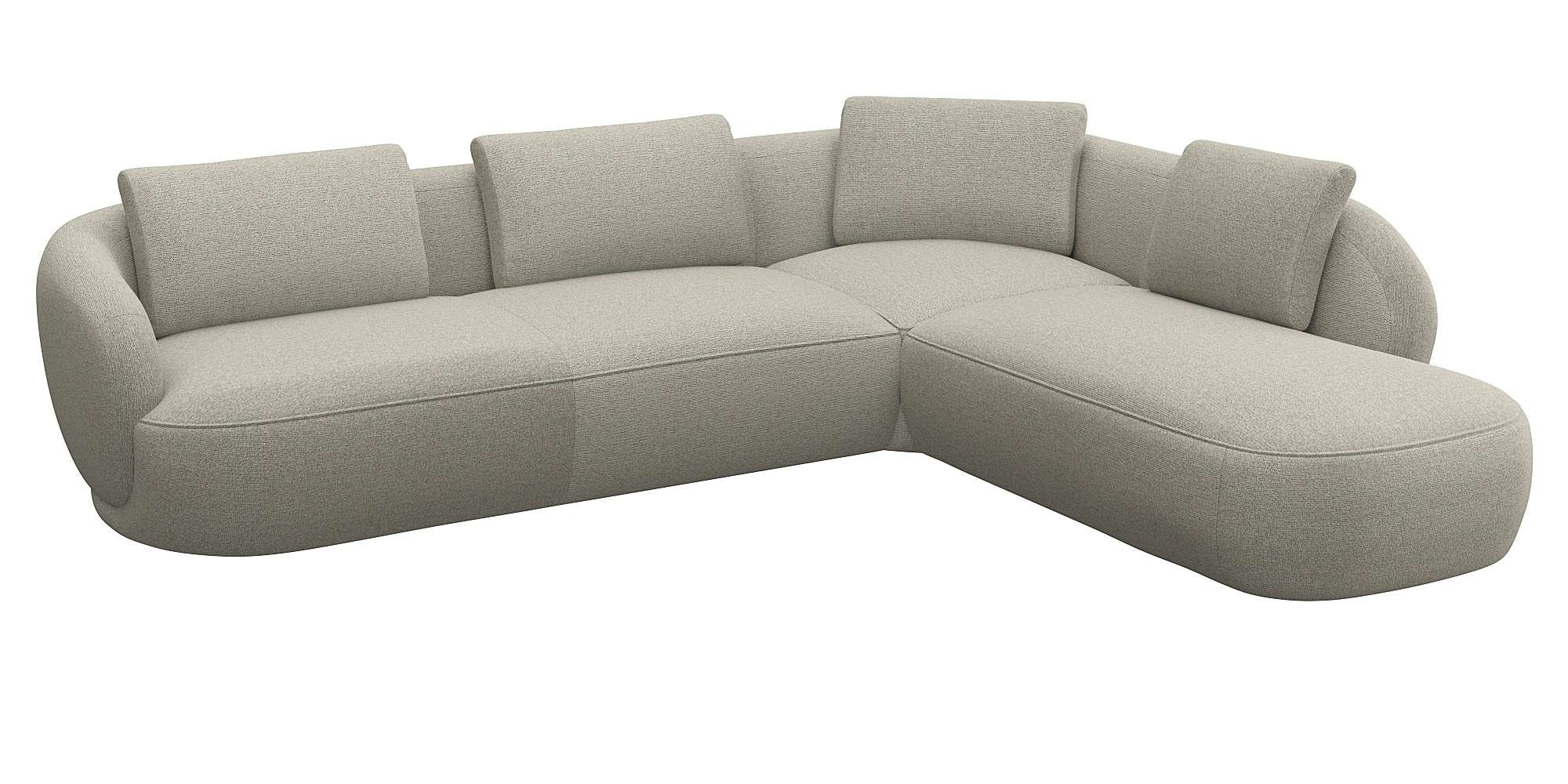 FLEXLUX Ecksofa »Torino, rund, L-Form, Sofa-Ecke mit Ottomane« Modernes, organisches Sofa-Design, Kaltschaum, Wellenunterfederung