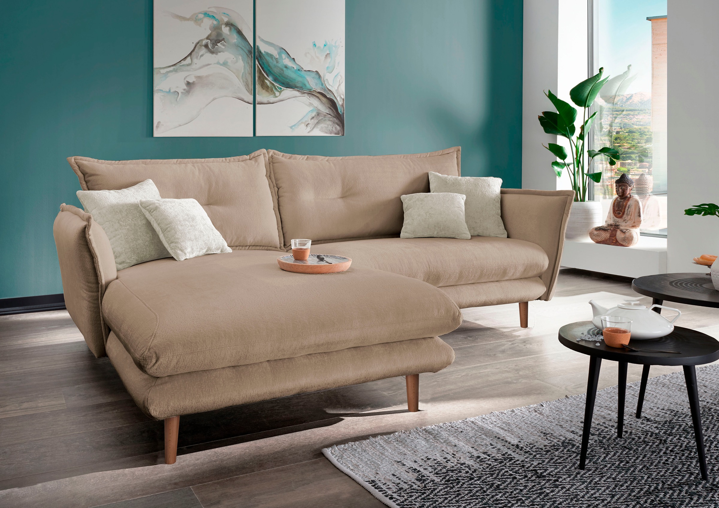 INOSIGN Ecksofa »Lazio modern und bequem, schmale Armlehnen, tolle Detailve günstig online kaufen