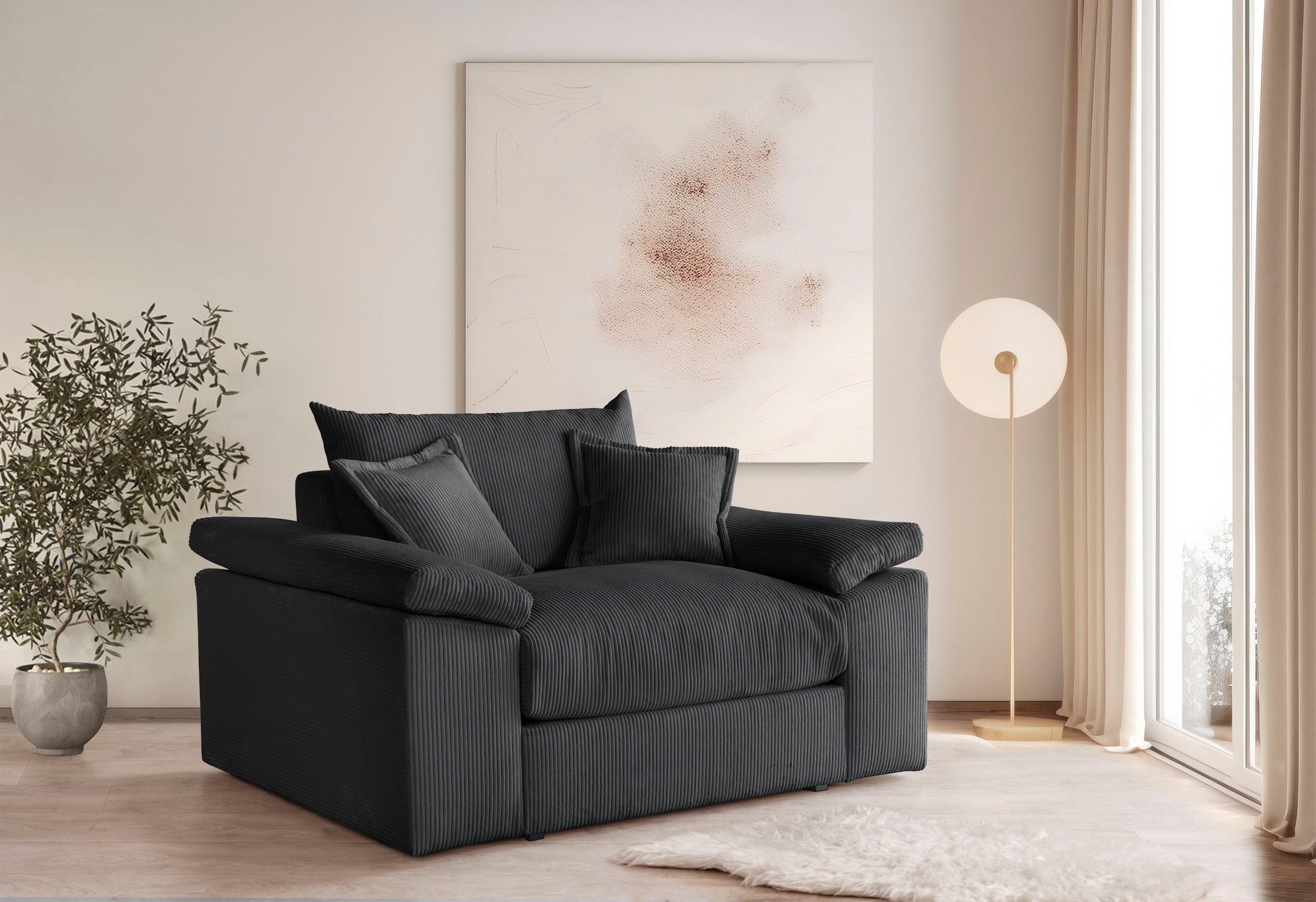 OTTO home XXL-Sessel »Soft&Cosy, B: 151 cm - OTTO. Verlässliche Qualität.« Mega-Sessel, Cord oder Chenille-Struktur, mit 2 Zierkissen