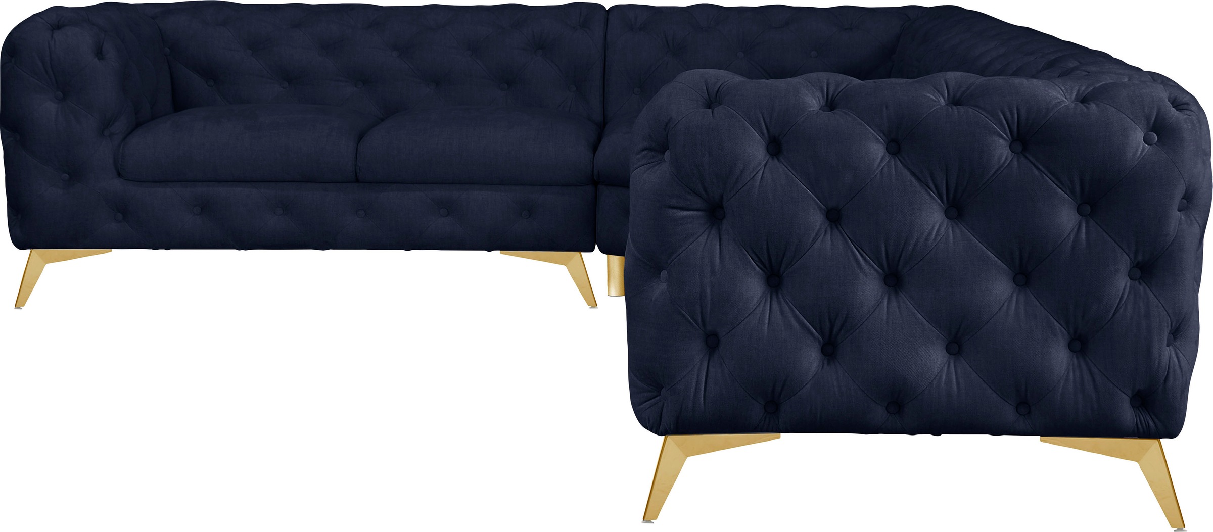 Leonique Chesterfield-Sofa »Ecksofa GLYNIS L-Form mit Wellenunterfederung, günstig online kaufen