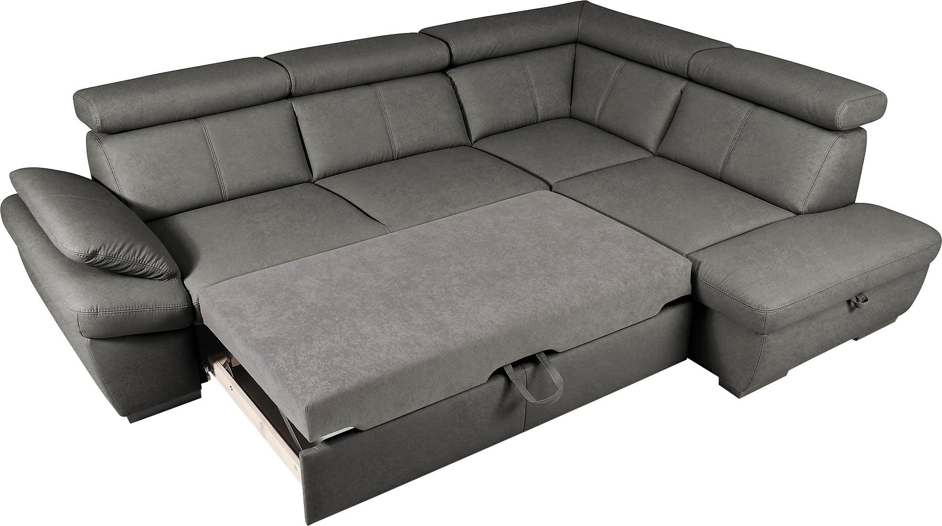 exxpo - sofa fashion Ecksofa »Salerno, klassisch modernes Funktionssofa, hoher Sitzkomfort, L-Form« inkl. Kopf- und Armteilverstellung, wahlweise mit Bettfunktion
