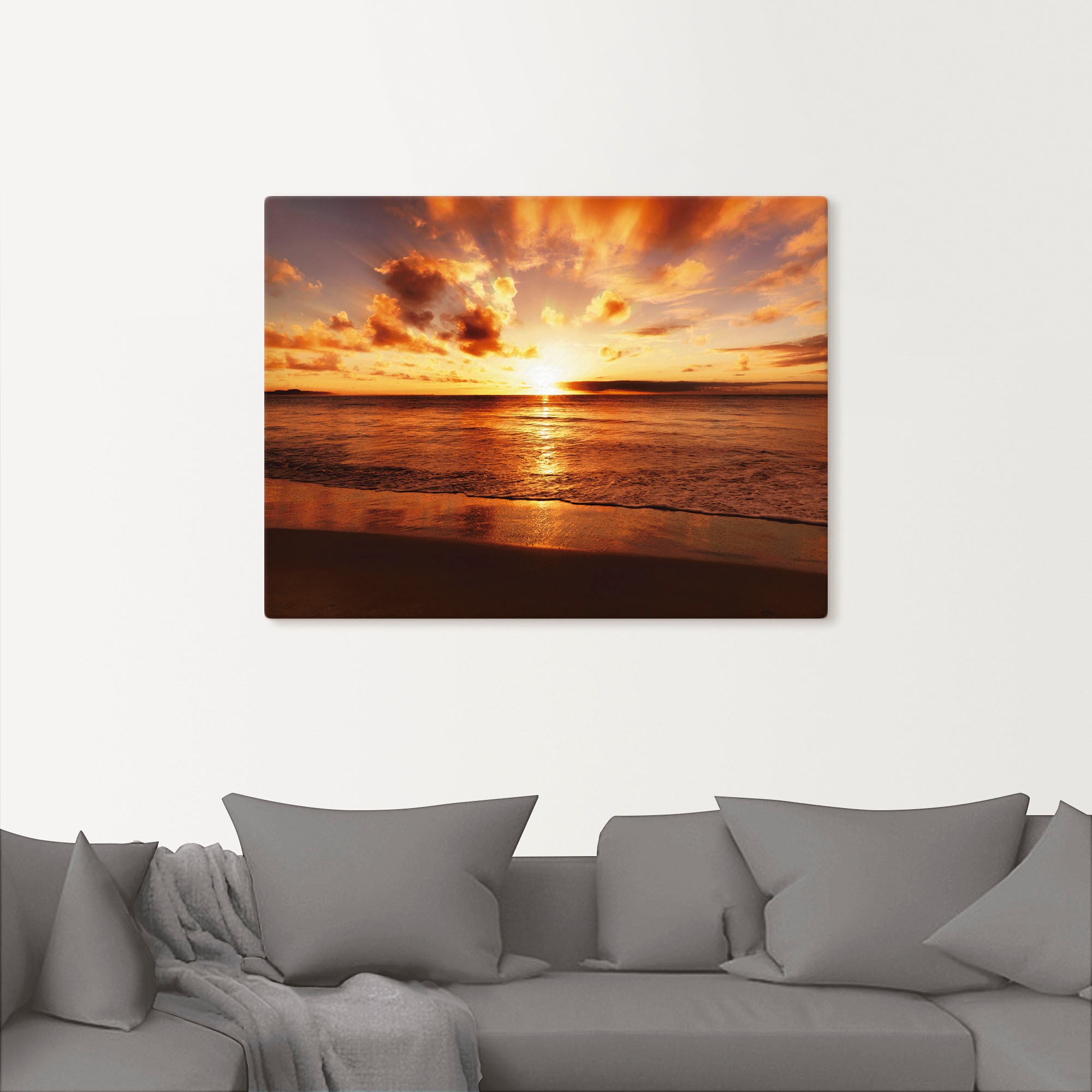 Artland Wandbild »Schöner Sonnenuntergang Strand«, Gewässer, (1 St.), als Leinwandbild, Poster, Wandaufkleber in verschied. Größen