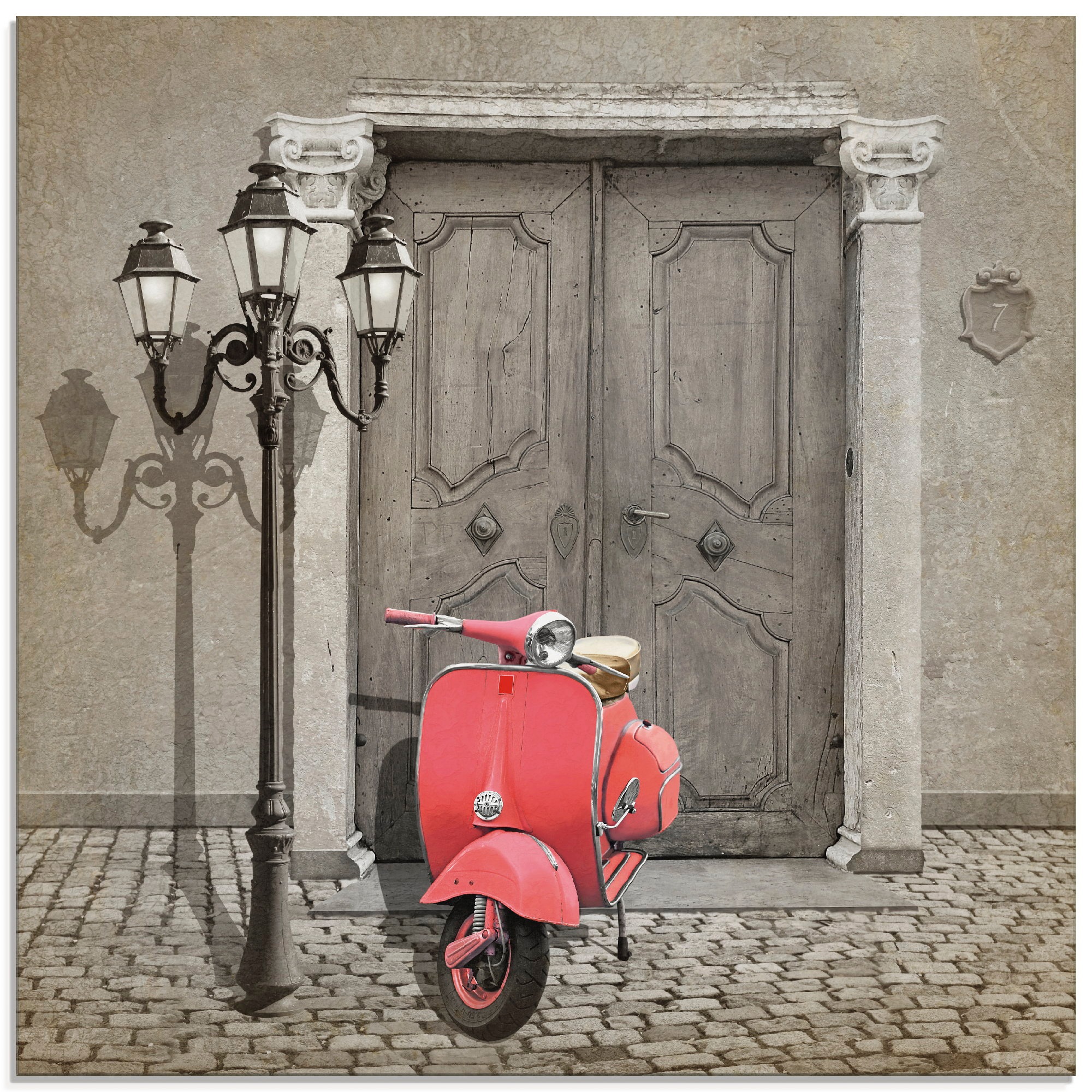 Artland Glasbild »Oldtimer Motorroller Colorkey«, Motorräder & Roller, (1 S günstig online kaufen