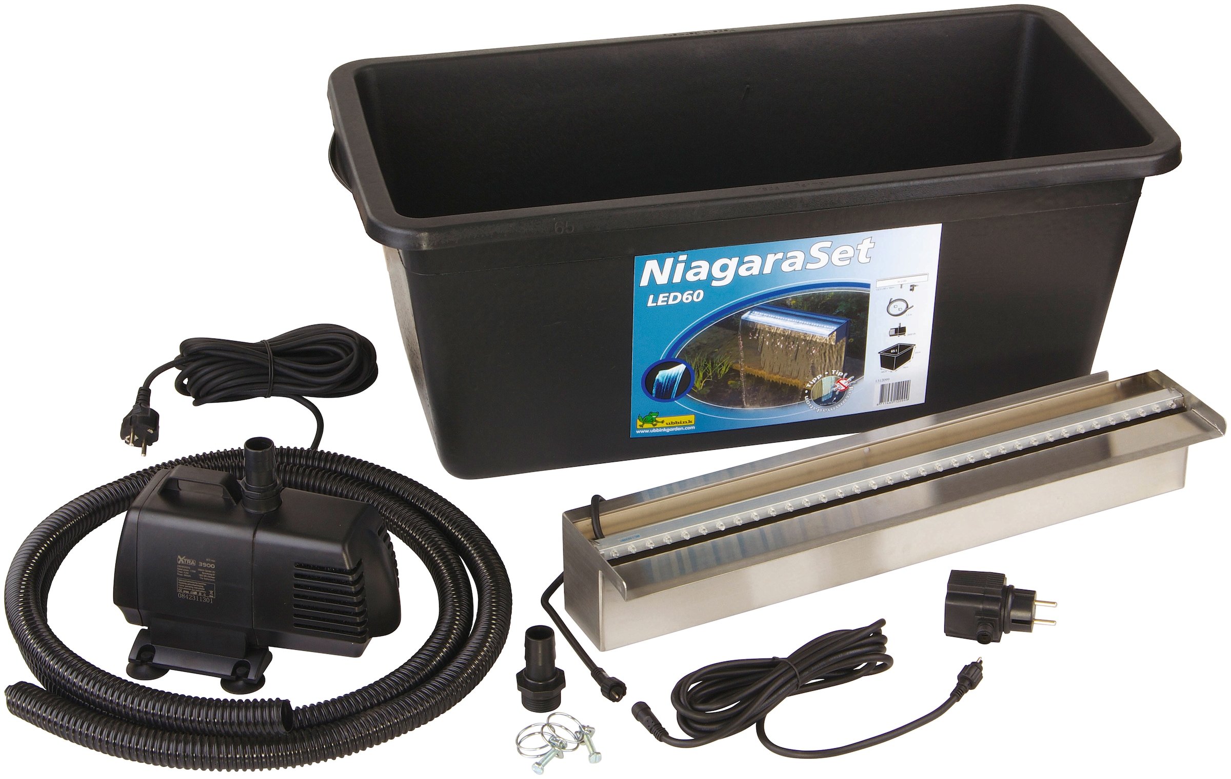 Ubbink Wasserfall »Niagara 60 LED«, (Set, mit 35 LEDs; Pumpe 3900 l/h, Schlauch; Becken 65 l)