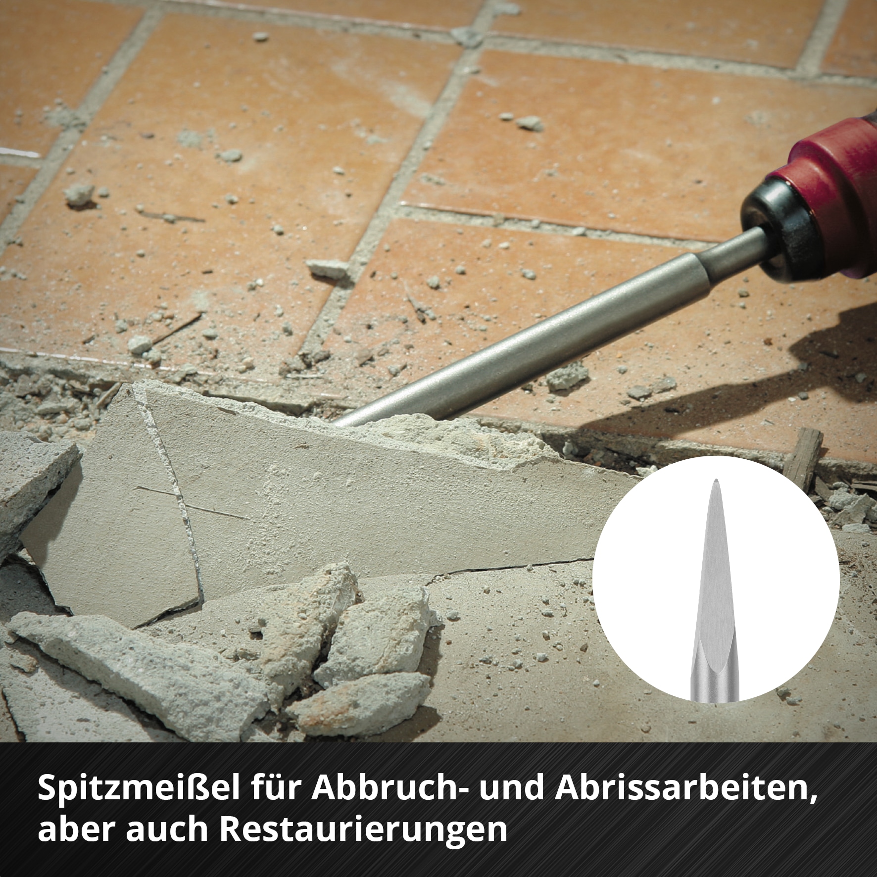 Einhell Meißel-Set, (3 tlg.), Spitzmeißel, Flachmeißel, Spatmeißel