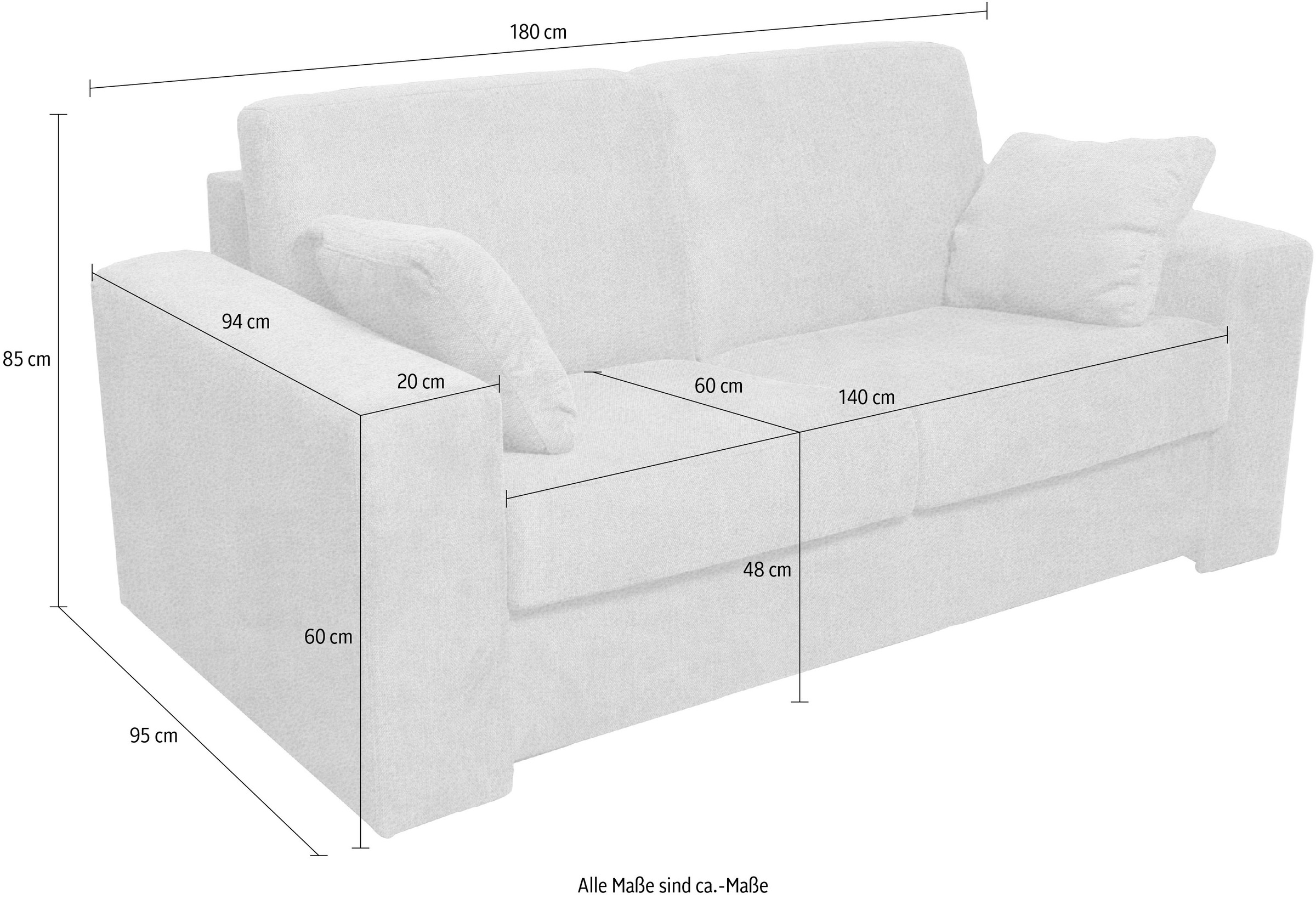 Home affaire 2-Sitzer »Roma«, Dauerschlaffunktion, mit Unterfederung, Liegemaße  ca 123x198 cm online bestellen