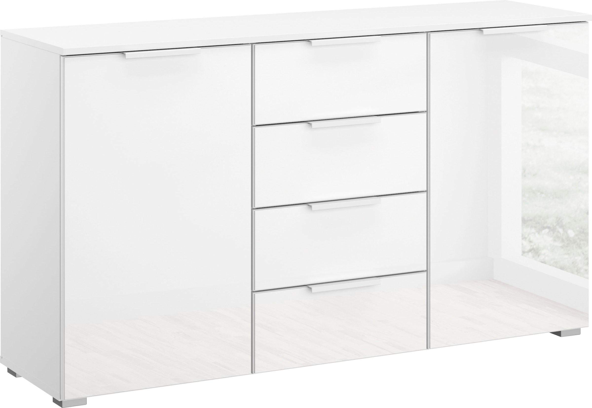 rauch Schubkastenkommode »Sideboard Kommode Kombikommode KOLUNA mit Glasfront«, mit 4 Schubkästen und 2 Türen sowie Metallgriffen MADE IN GERMANY