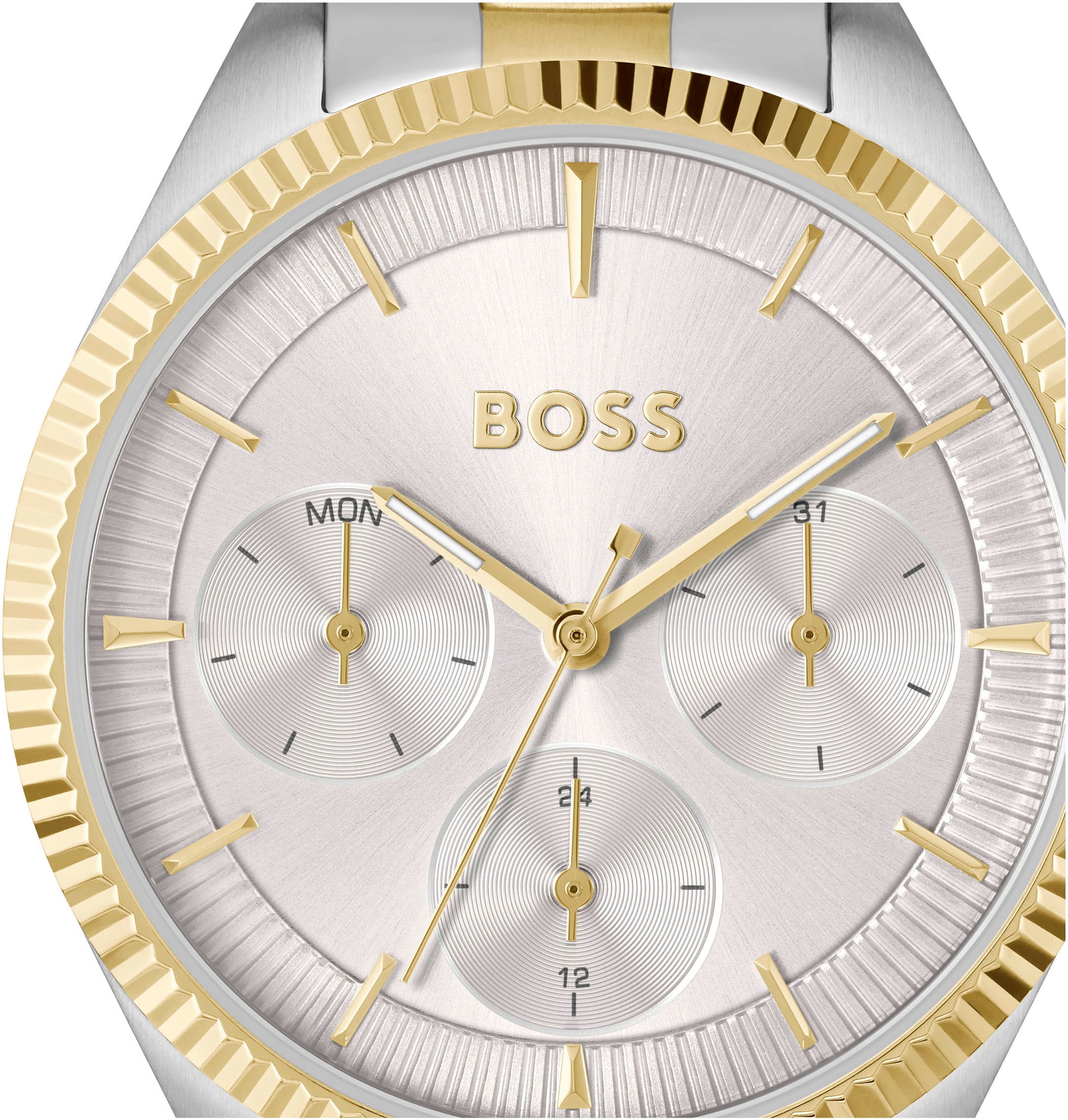 BOSS Multifunktionsuhr »SAGE SPORT«, Quarzuhr, Armbanduhr, Damenuhr, Edelstahlarmband, analog