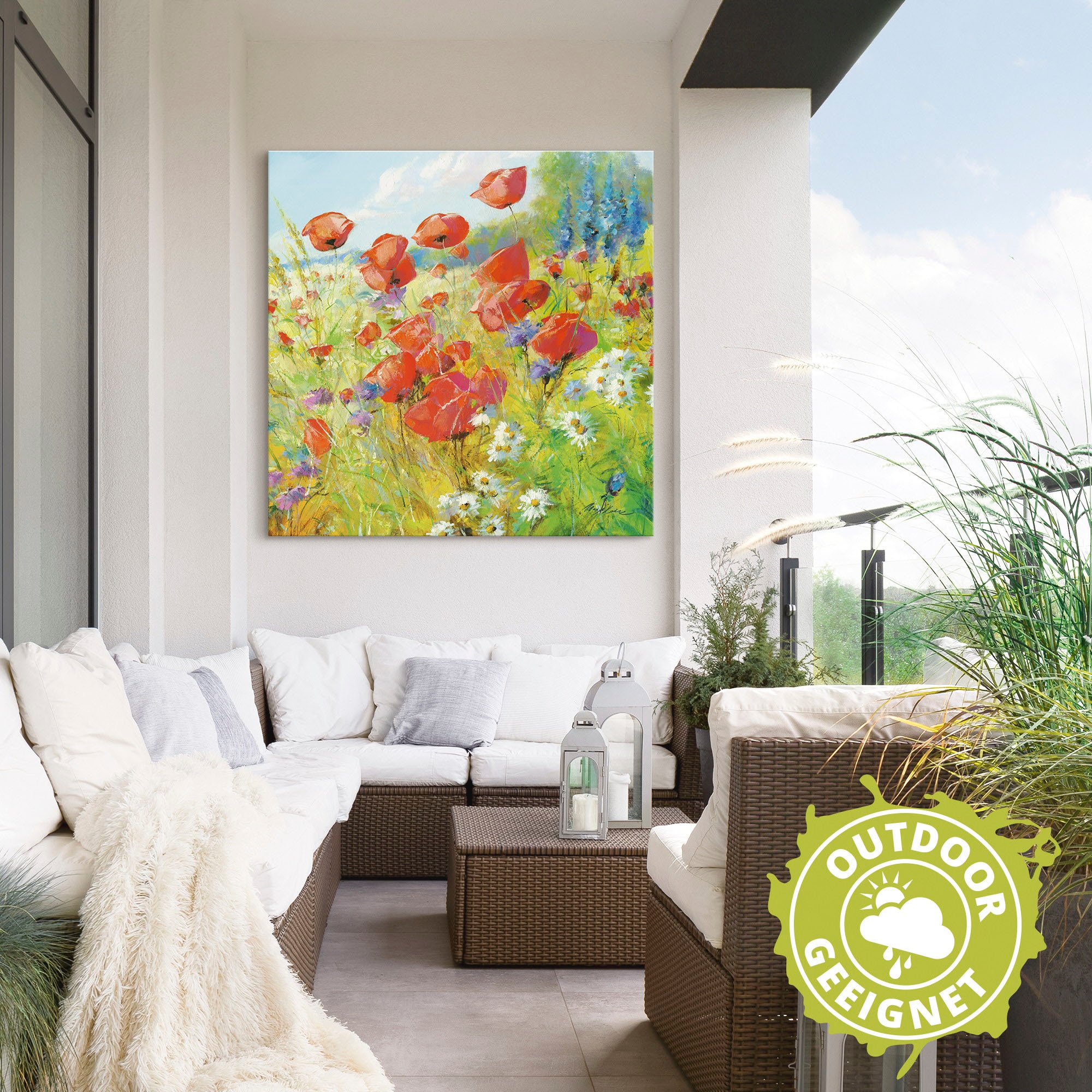 Artland Wandbild »Sommerwiese mit Mohnblumen«, Blumenwiese, (1 St.), als Alubild, Outdoorbild, Leinwandbild, Poster in verschied. Größen
