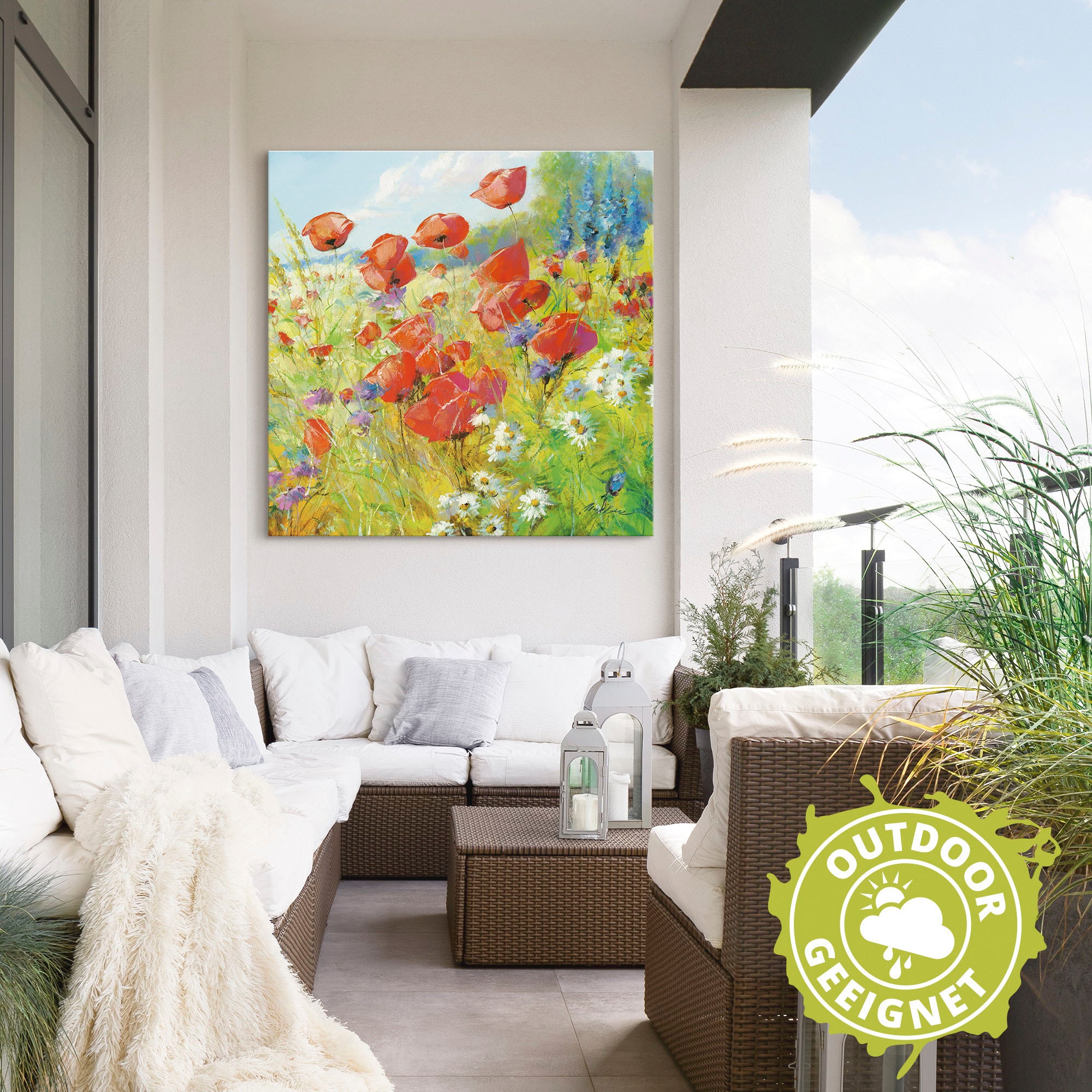 Artland Wandbild »Sommerwiese mit Mohnblumen«, Blumenwiese, (1 St.), als Al günstig online kaufen