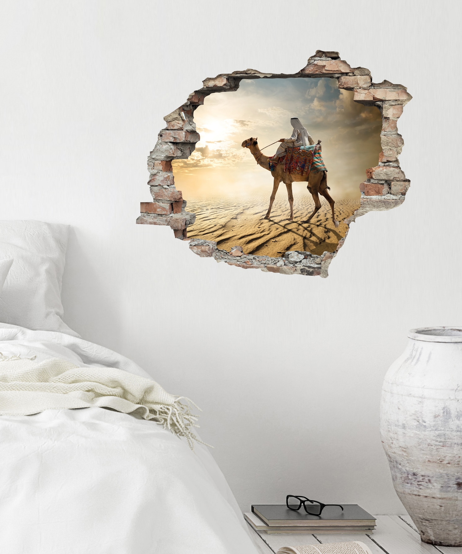 queence Wandtattoo »Kamelreiter« Wandsticker, Wandbild, selbstklebend, 3D, Wanddurchbruch