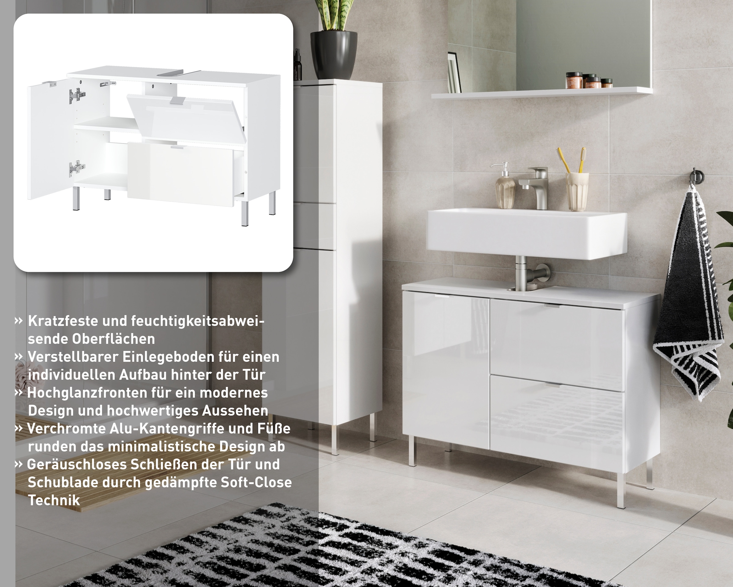 GERMANIA Waschbeckenunterschrank »GW-Mauresa«, in 2 Breiten, mit Schublade (+ Klappe), Soft-Close, Made in Germany