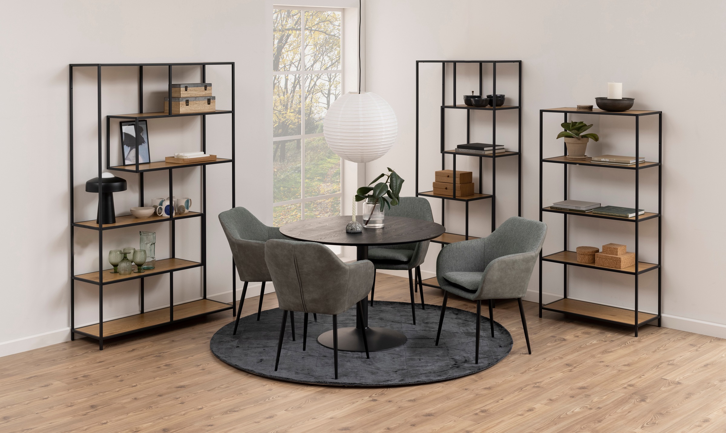 ACTONA GROUP Bücherregal, Metallgestell, modernes Design, 5 Einlegeböden, asymmetrische Details