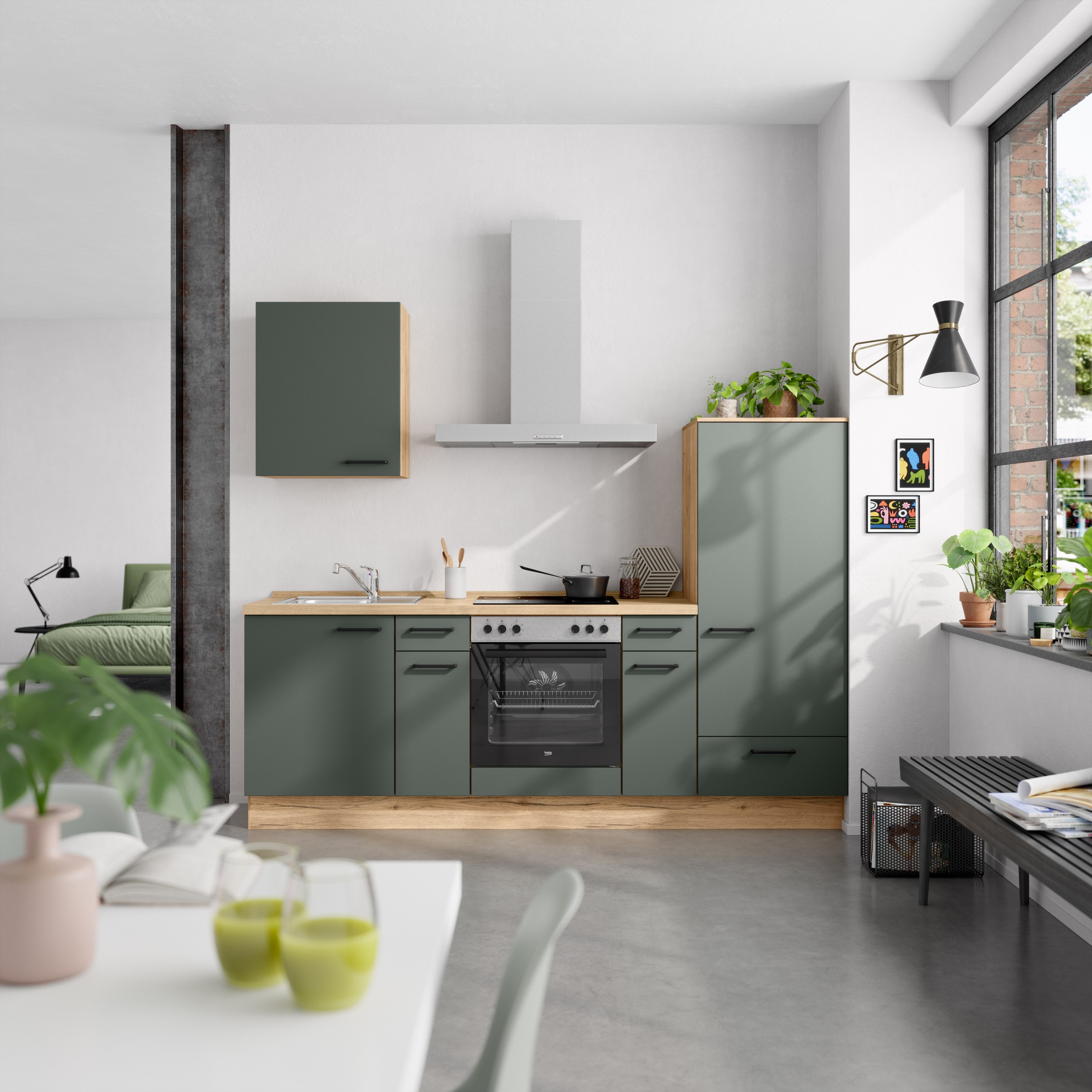 nobilia® Küchenzeile »"Easytouch I", NEU: individuell anpassbar mit gratis Profi-Beratung« vormontiert, Breite 240 cm, Ausrichtung wählbar, wahlw. mit E-Geräten