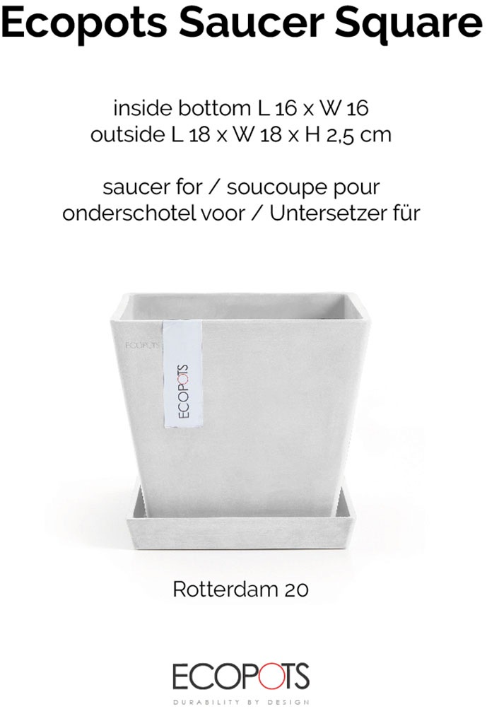 ECOPOTS Topfuntersetzer »Quadratisch 20 Weiß« für innen und außen: frostsicher, bruchsicher und lichtbeständig