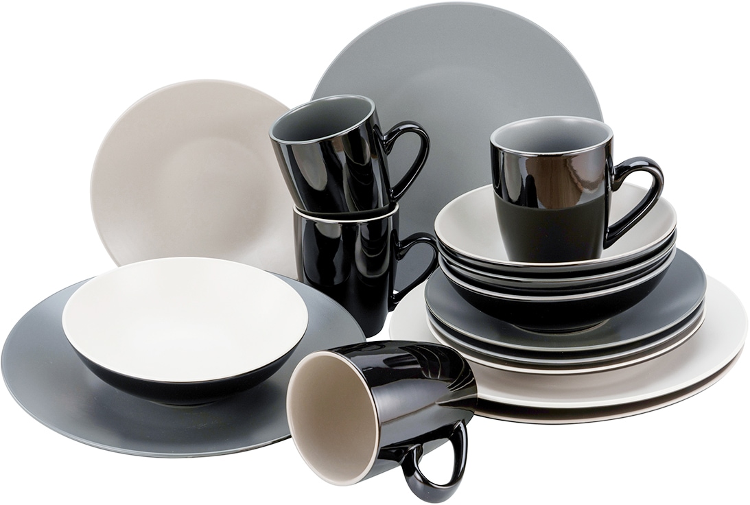 coole Teile, 4 Personen 16 für Farben, »Geschirr-Set Tafelservice Rechnung kaufen CreaTable 16 Kombiservice Service, (Set, Set, 4 Cool«, Personen), auf Very für tlg., Kaffeeservice im und