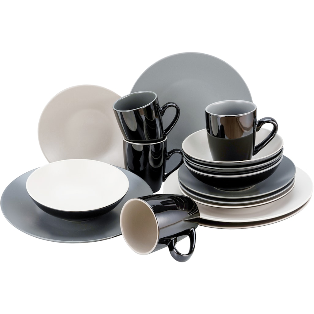 CreaTable Kombiservice »Geschirr-Set Very Cool«, (Set, 16 tlg., Kaffeeservice und Tafelservice im Set, für 4 Personen)