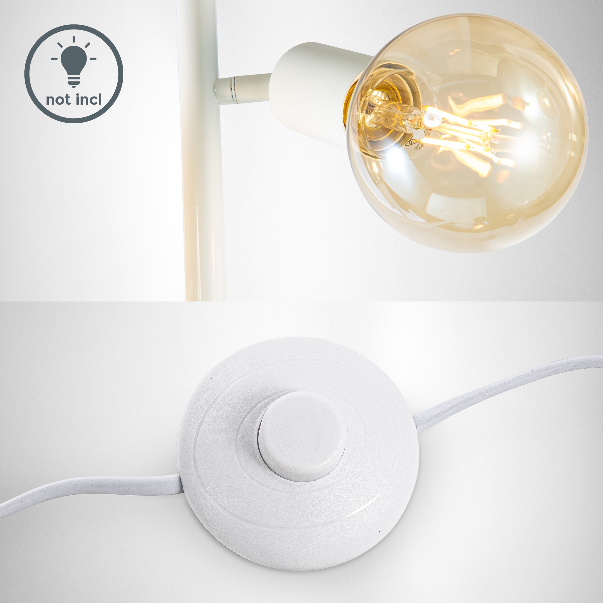 B.K.Licht Stehlampe, Metall, weiß, für Leuchtmittel E27 Fassung, Ohne  Leuchtmittel, Inkl. Kabelschalter online kaufen