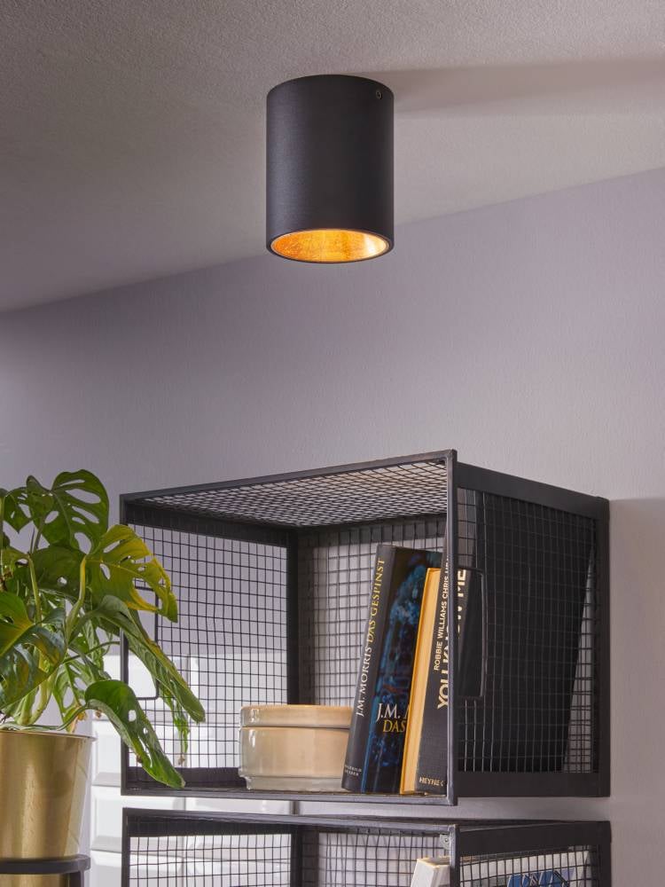 EGLO Deckenleuchte »POLASSO«, 1 flammig, Leuchtmittel LED-Modul | LED wechselbar, Deckenlampe aus Metall in Schwarz und Gold, Wohnzimmerlampe, Ø 10 cm