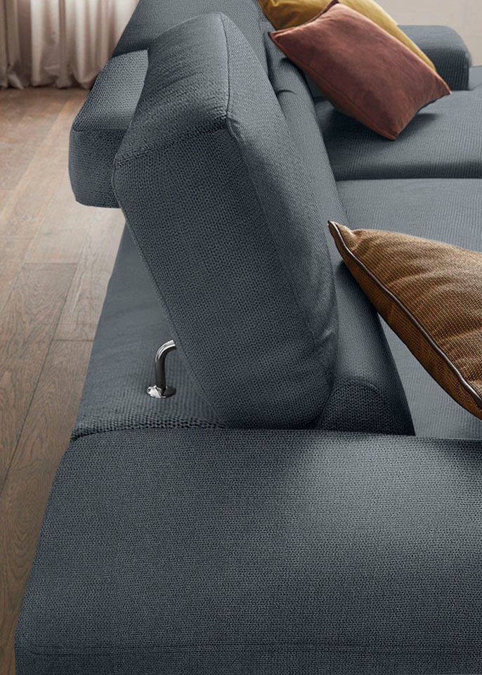 W.SCHILLIG Ecksofa »piedroo, Designsofa mit tollem Sitzkomfort, elegant und bequem, L-Form«, Kopfteilverstellung, wahlweise mit Sitztiefenverstellung, Breite 303cm