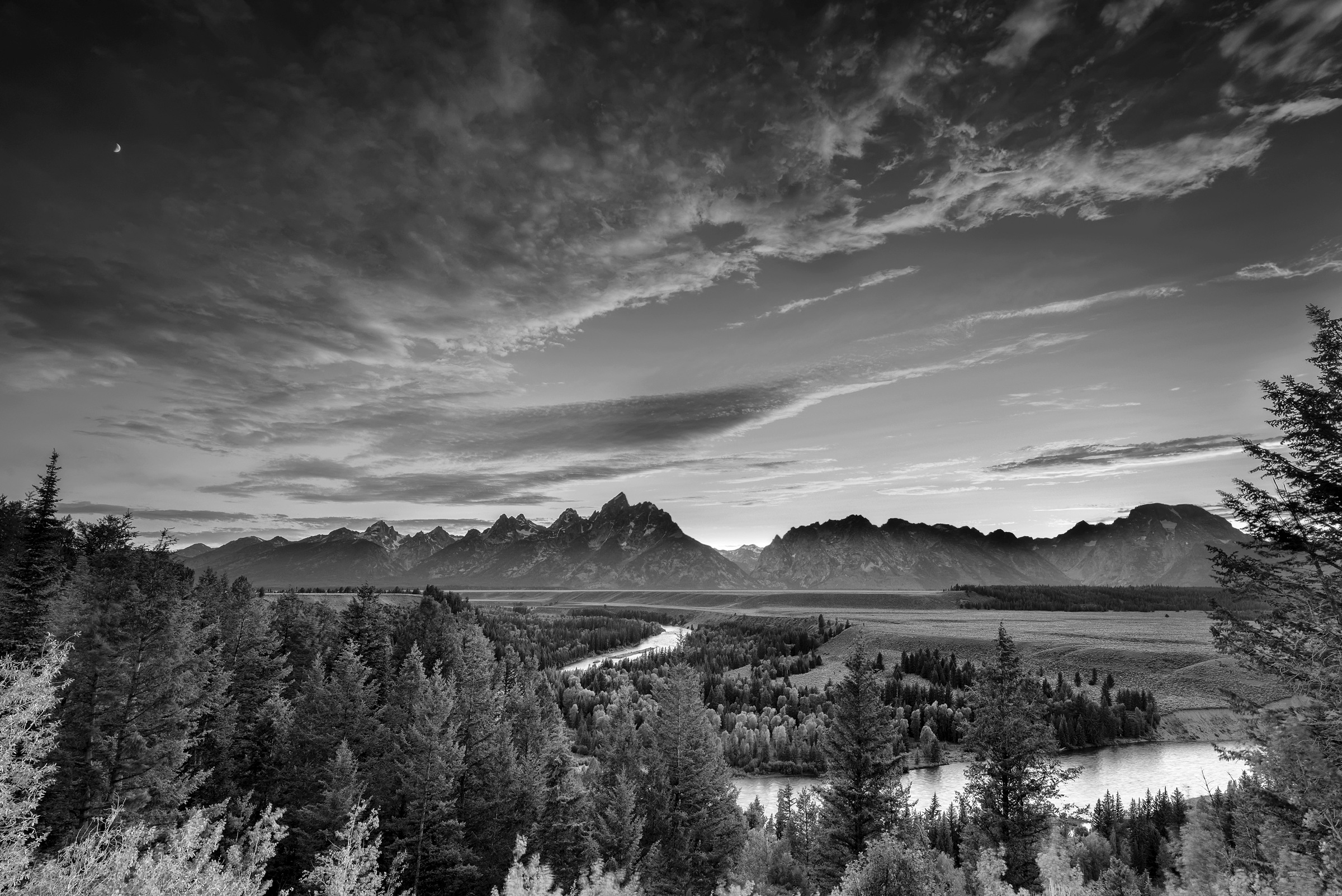Papermoon Fototapete »Landschaft Schwarz & Weiß«