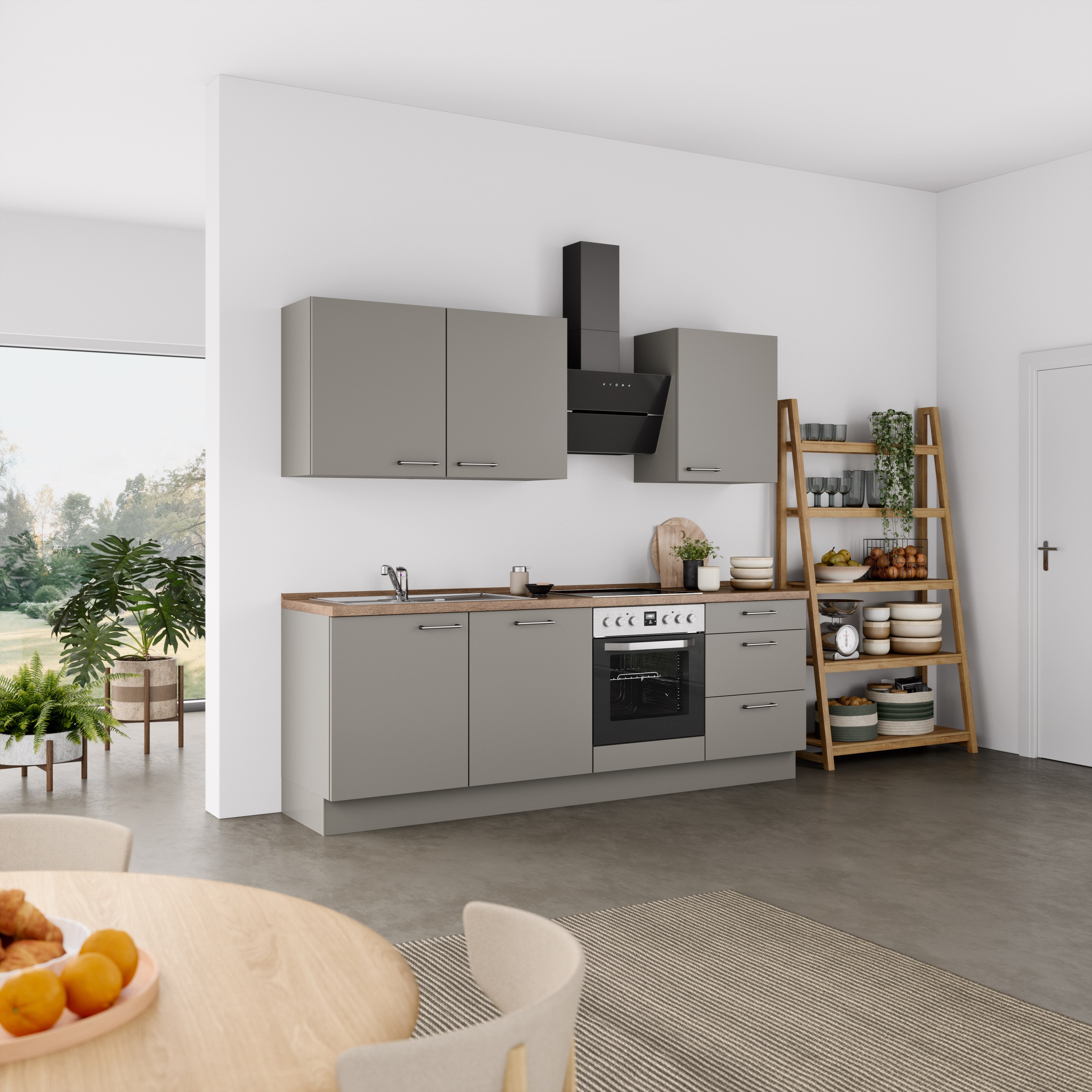 nobilia® Küchenzeile »"Laser II"«, vormontiert, Ausrichtung wählbar, Breite 240 cm, wahlw. mit E-Geräten