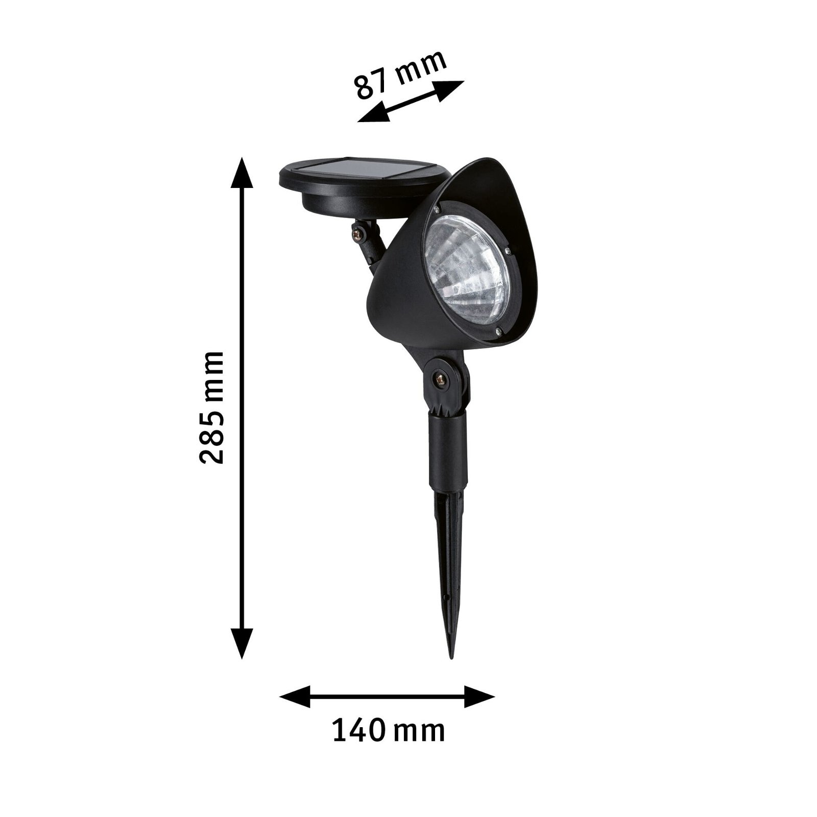 Paulmann LED Gartenstrahler »Solar Spot Solena IP44 3000K 2lm Schwarz«, 1 flammig-flammig