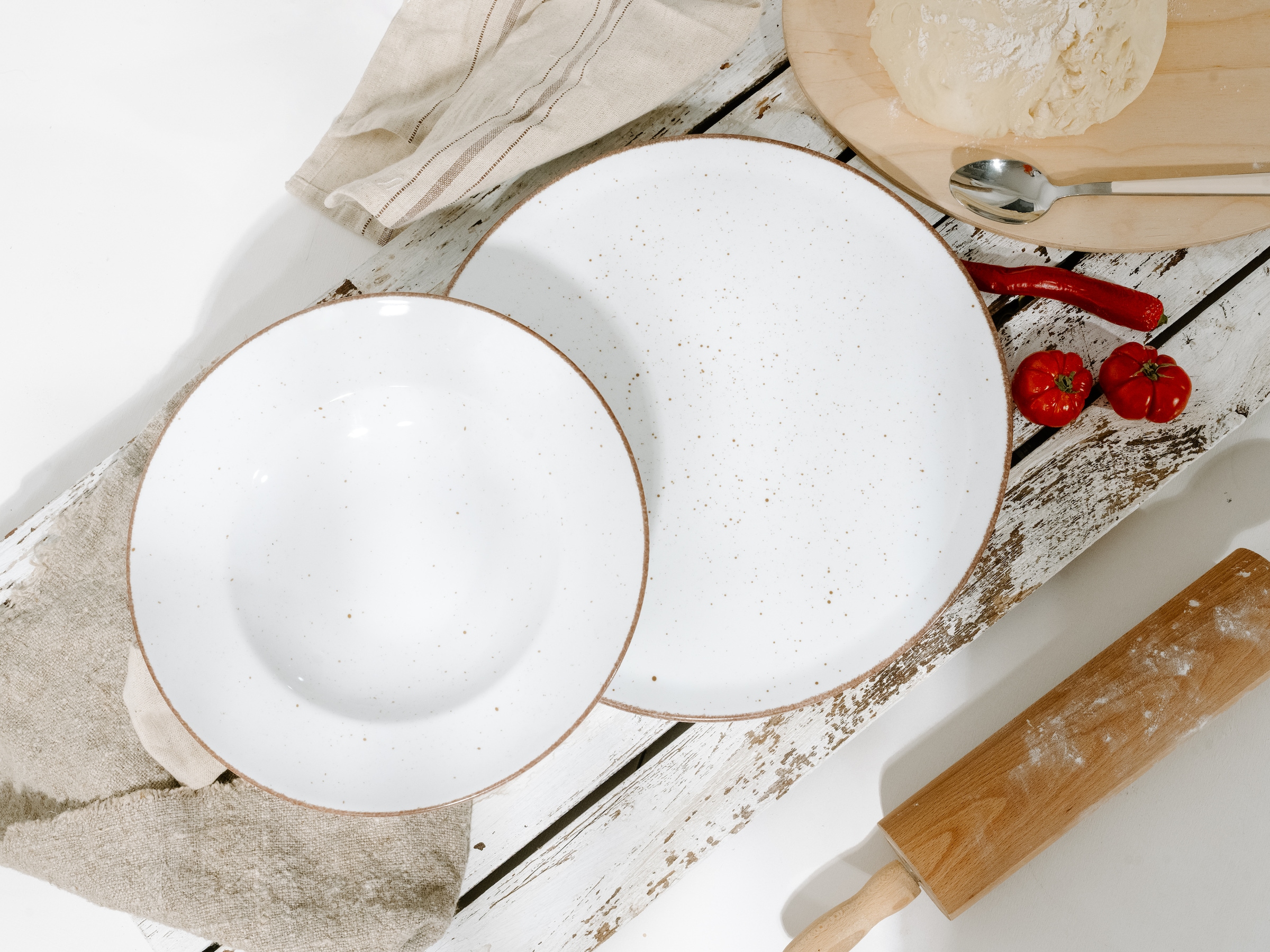 CreaTable Pizzateller »Vintage Nature, Teller-Set, 4-tlg.« Naturverbundenes Design, Vielseitig einsetzbar