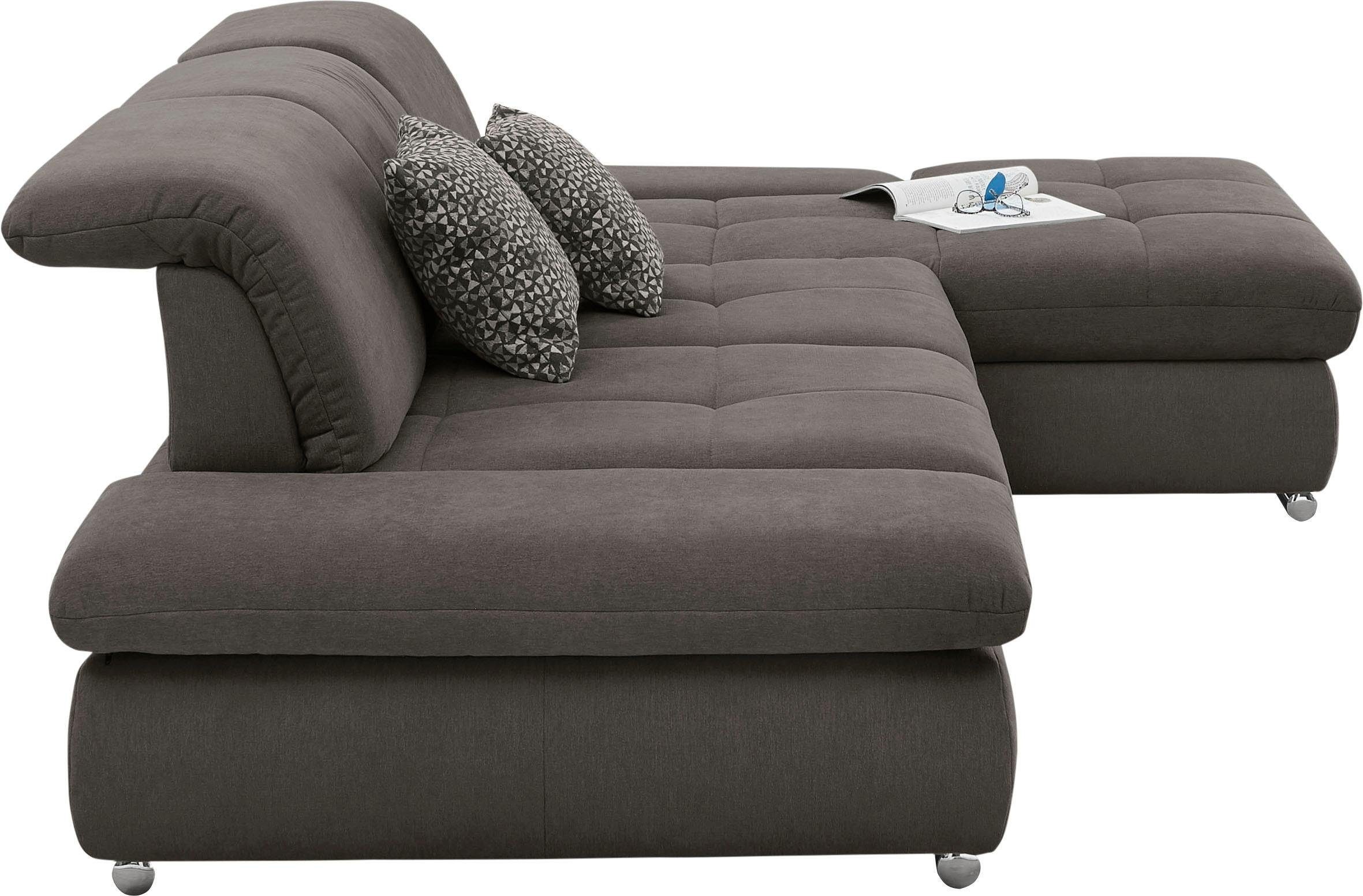 set one by Musterring Ecksofa »SO4100 V«, mit verstellbaren Kopfteilen, wahlweise mit Funktionen, Cord-Bezug