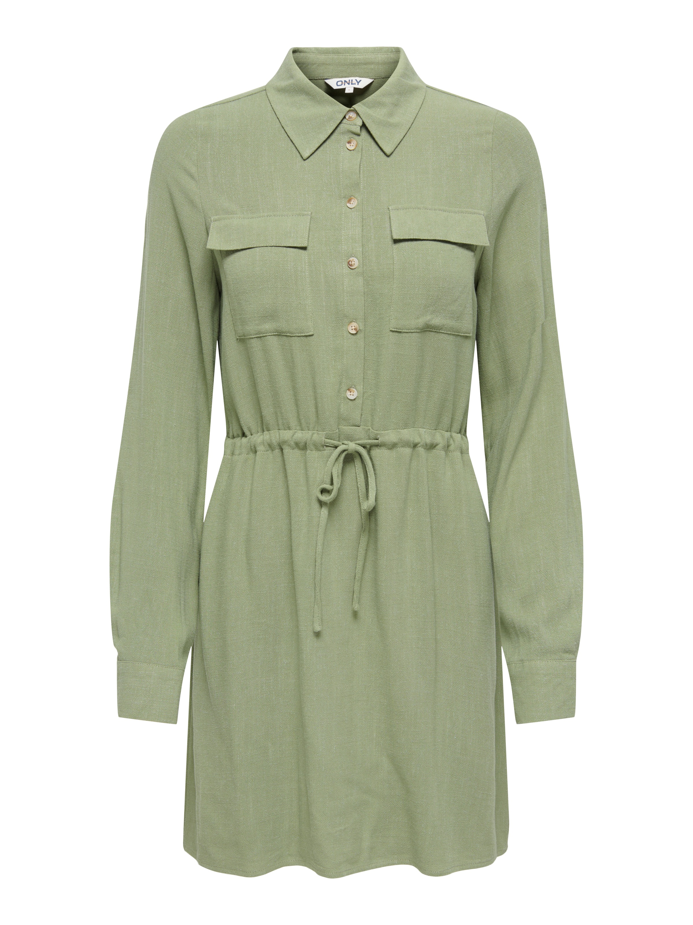 ONLY Blusenkleid »ONLSIESTA L/S LINEN BL SHIRT DRESS PNT« Viskosemischung, regular fit, mit Leinen