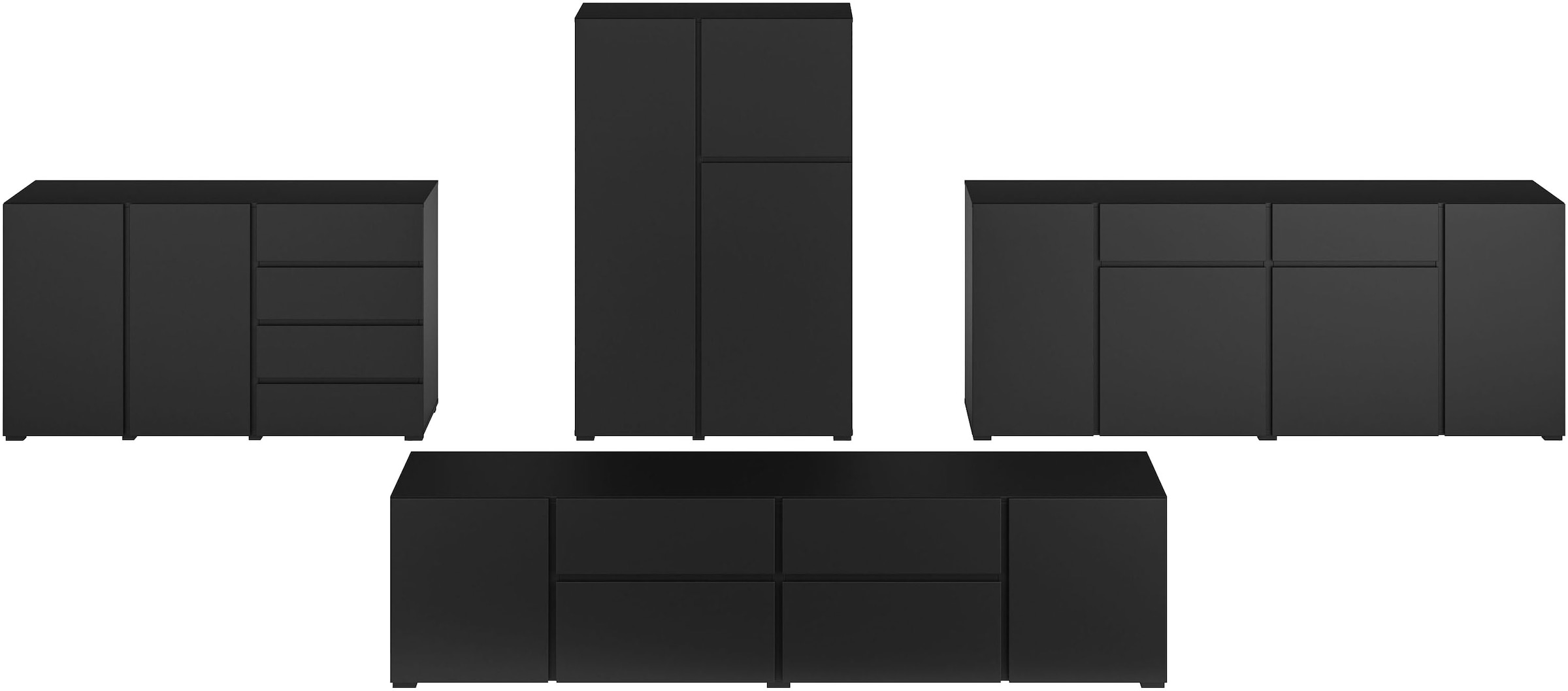 INOSIGN Sideboard »Metric,Breite 138 cm, grifflose Kommode 2 Türen/4 Schubkästen« Schubladenschrank mit viel Stauraum, Einlegeböden verstellbar