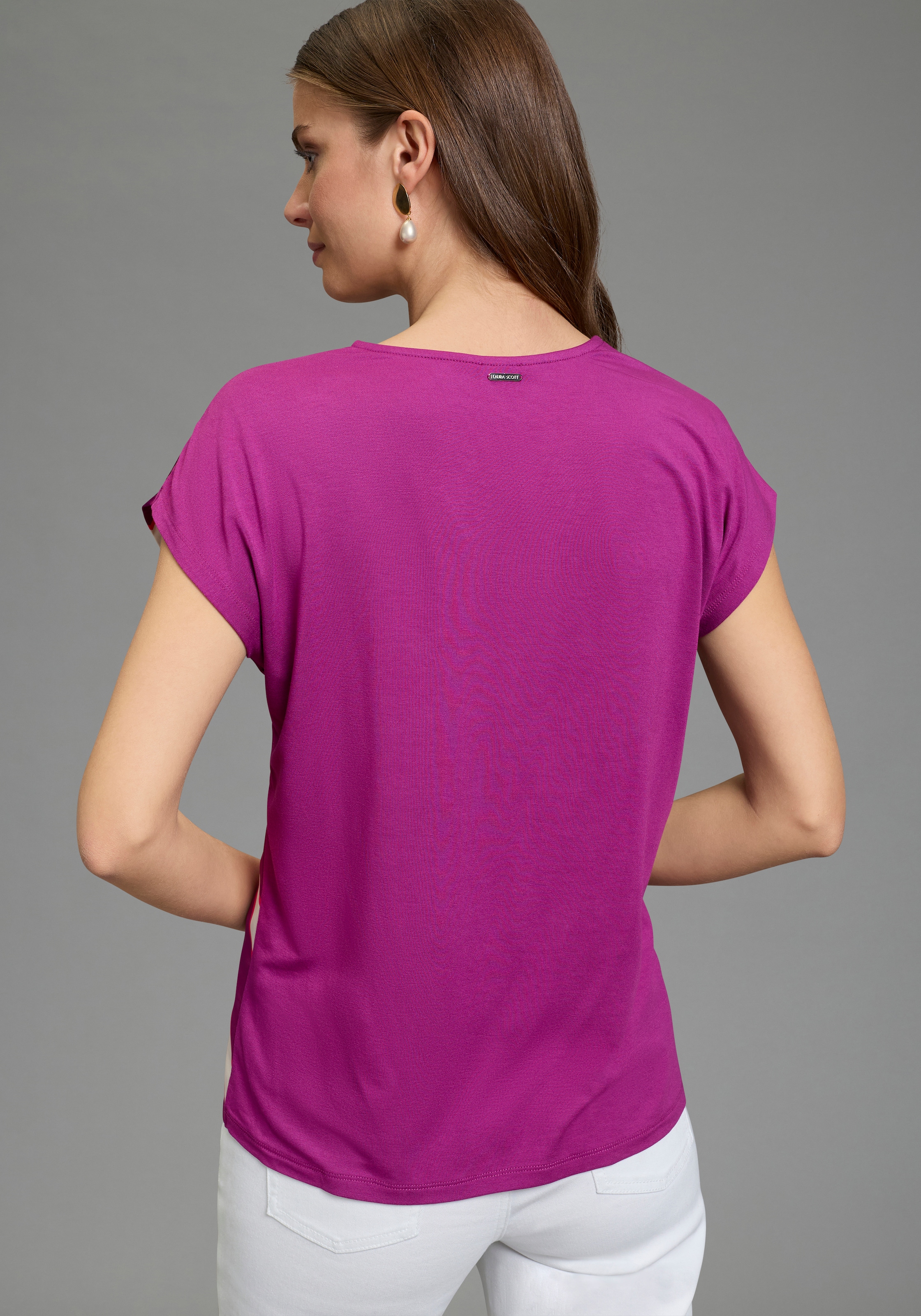 Laura Scott Satinbluse im Materialmix, vorne Satin, hinten weicher Jersey