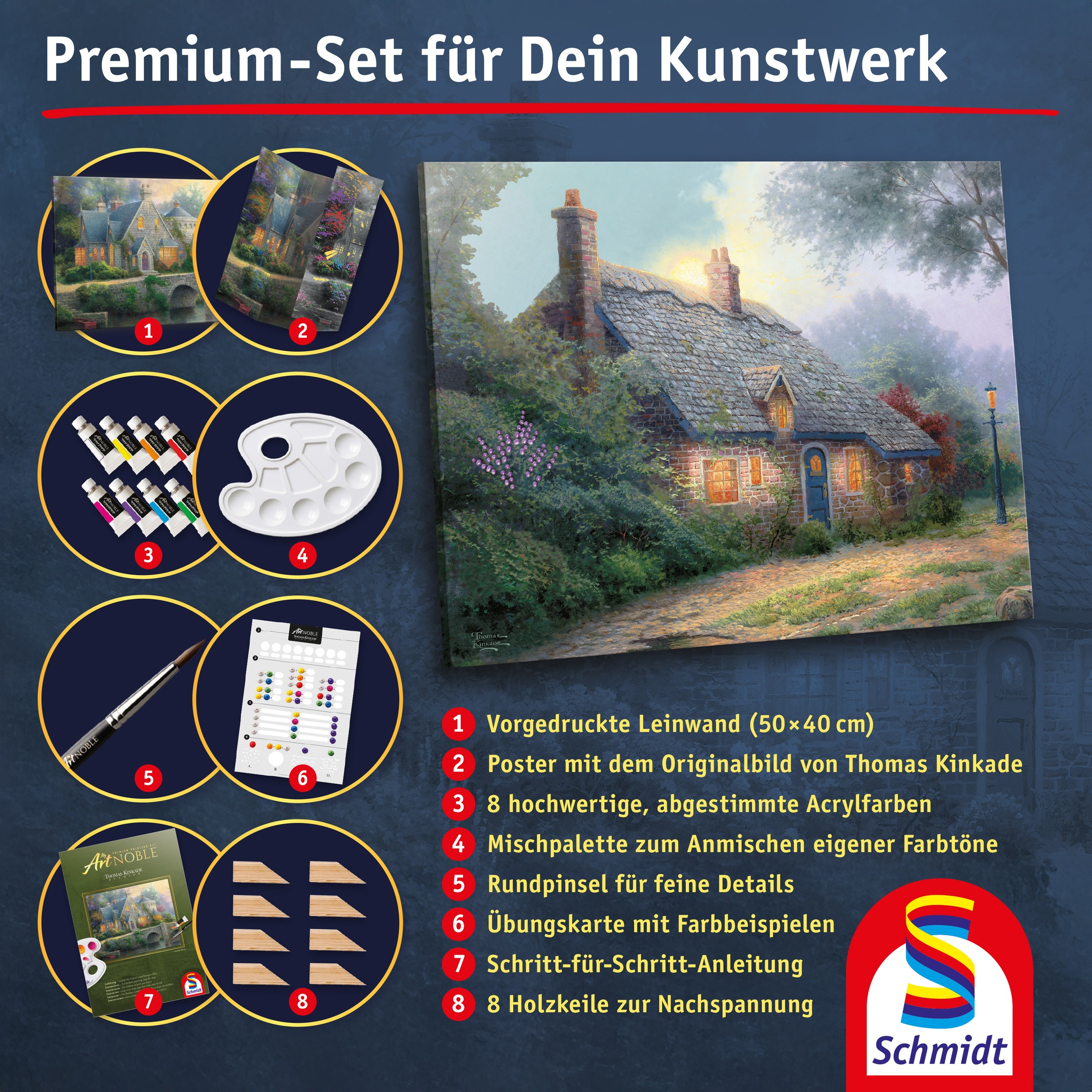 Schmidt Spiele Malvorlage »MyArtNoble, Thomas Kinkade, Malset  Moonlight Cottage«