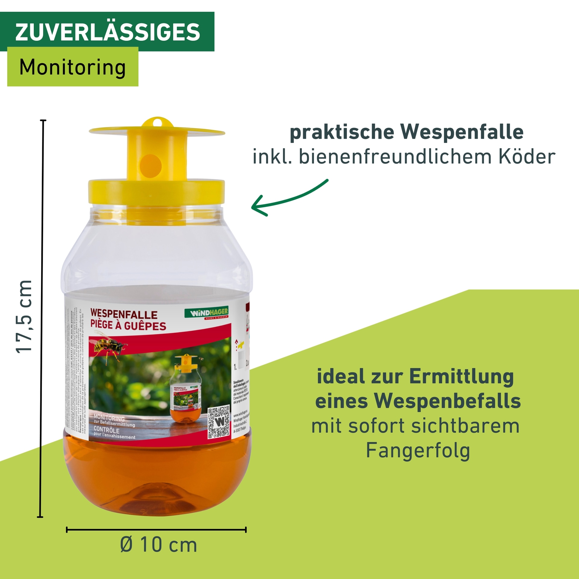 Windhager Insektenfalle »Wespenfalle inkl. Bienenfreundliche Köder« Wespen vertreiben, Mittel gegen Wespen, 1 Flasche 125 ml