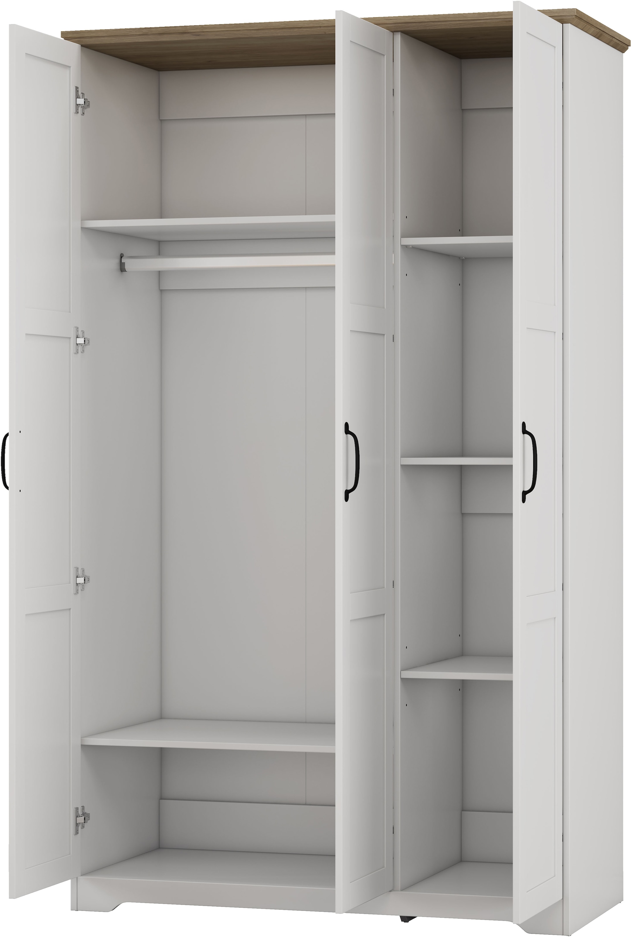 OTTO home Kleiderschrank »Emmilia Schrank Schlafzimmerschrank im Landhaus Design« Mit vielen Einlegeböden und Softclose,  Landhaus Schrank mit  3 Türen Breite 113,4cm, Höhe 2m