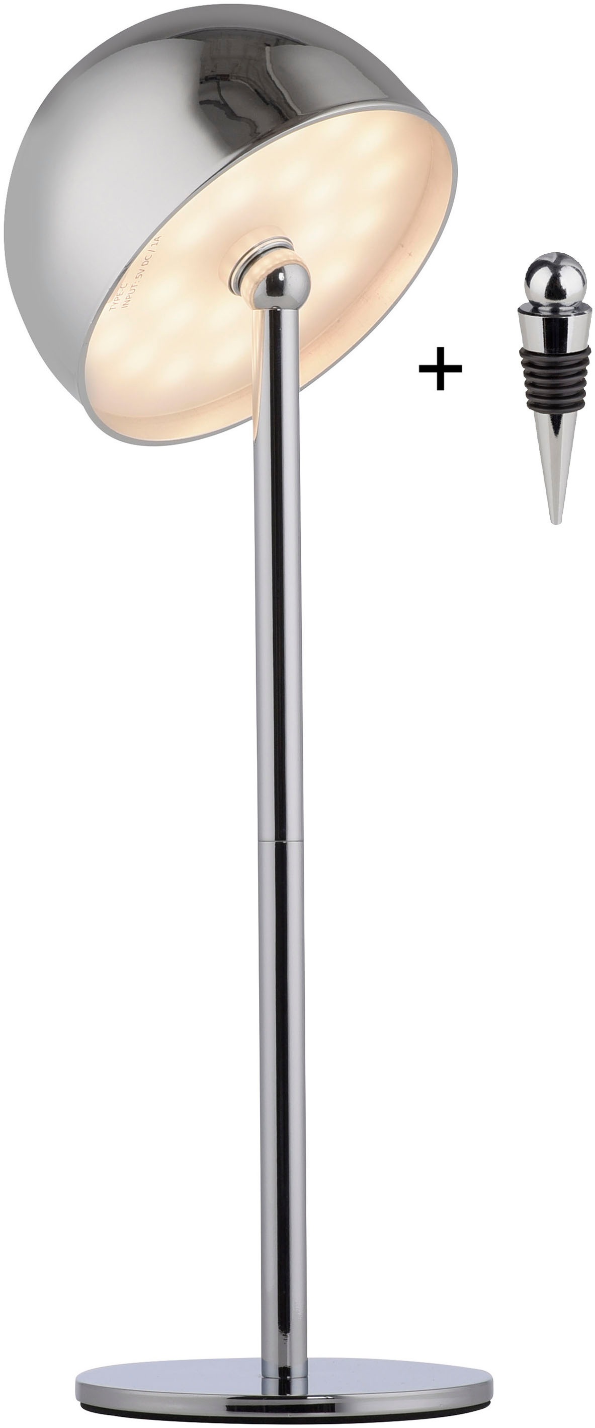 my home Tischleuchte »Akku Tischleuchte Hesper Indoor Outdoor, magnetischer Flaschenaufsatz«, 1 flammig, Leuchtmittel LED-Board | LED fest integriert, Pilzlampe Flaschenaufsatz, Regulierung der Lichtstärke, Pilz, Lampe