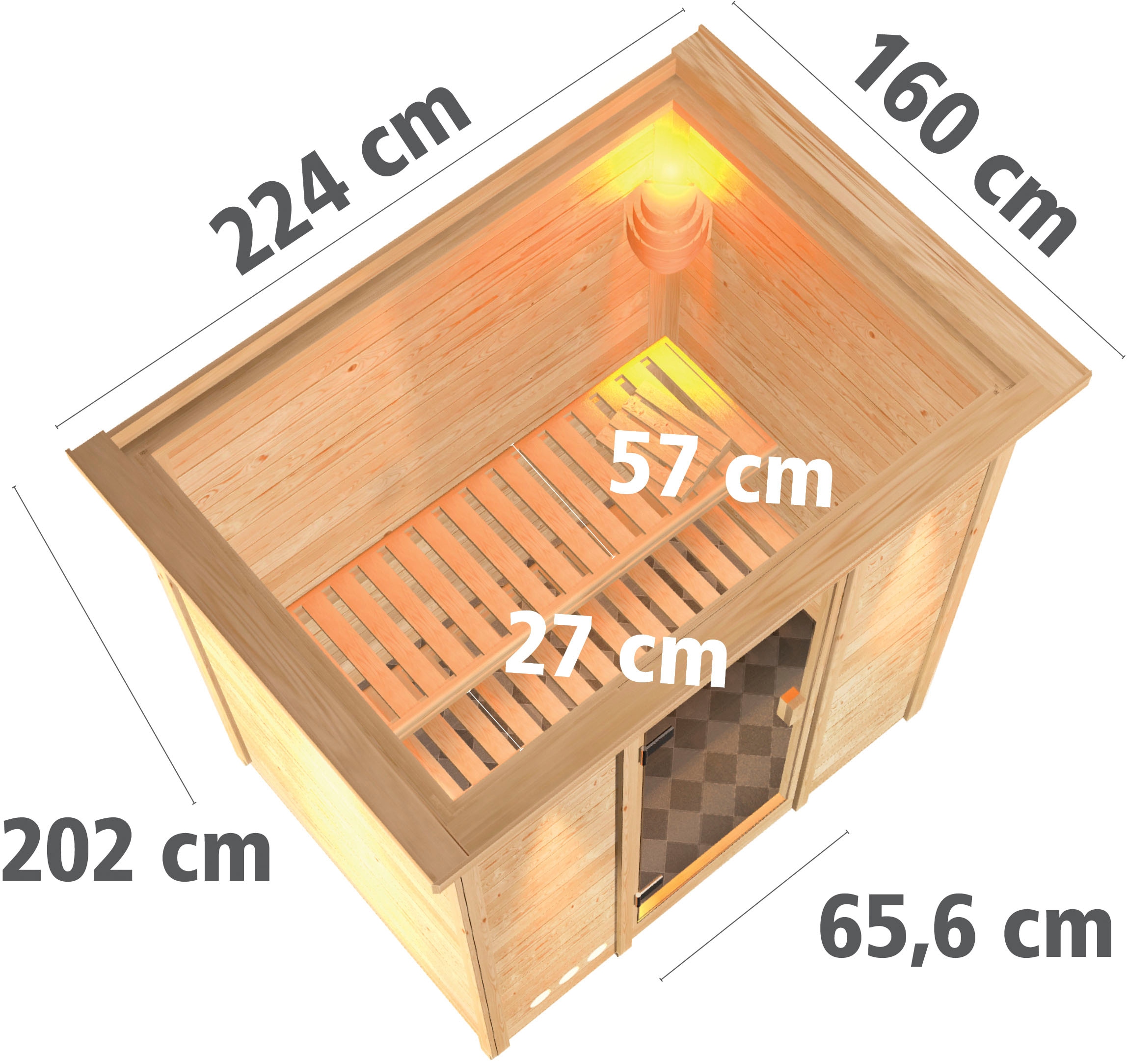 Karibu Sauna »"Sonja" mit Energiespartür und Kranz naturbelassen«