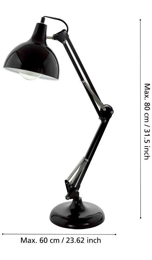 EGLO Tischleuchte »BORGILLIO«, 1 flammig, Leuchtmittel E27 | ohne Leuchtmittel, Vintage Schreibtischlampe aus Stahl, E27, inkl. Schalter