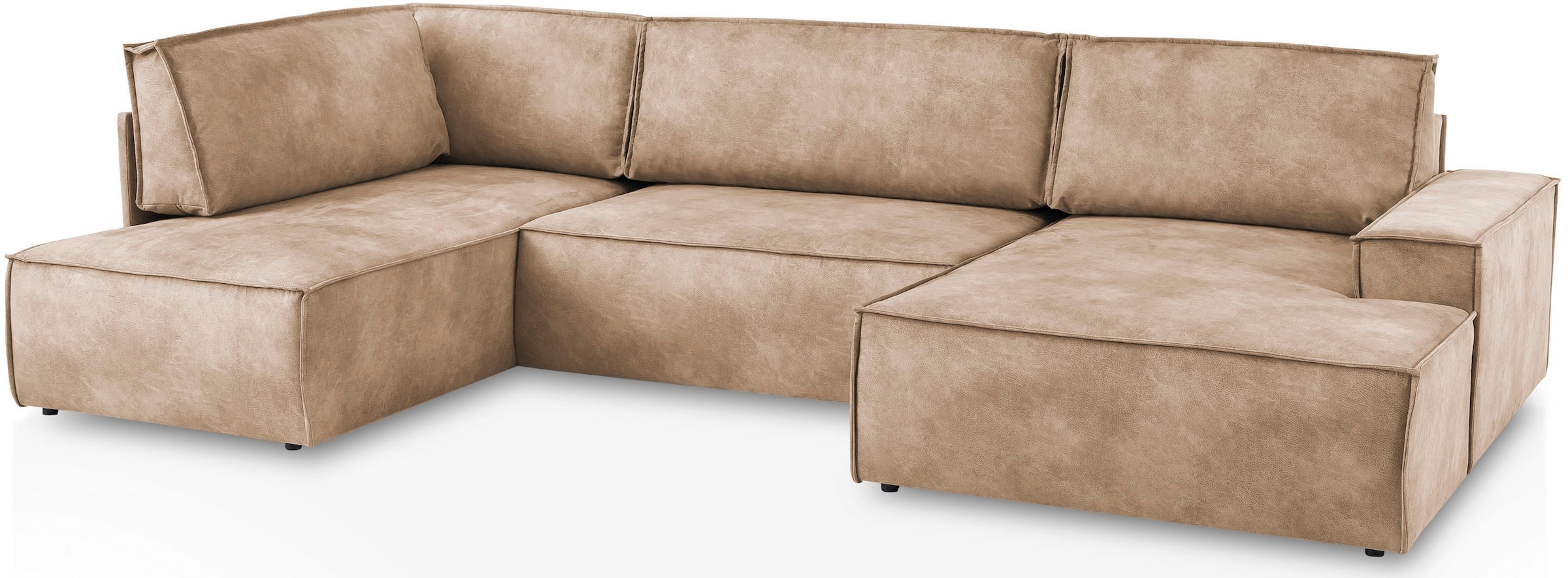 Home affaire Wohnlandschaft »SHERWOOD 329 cm, U-Form, Schlafsofa,«, Schlaffunktion m. Bettkasten (194x139 cm), Cord, Vintage, Samtvelours