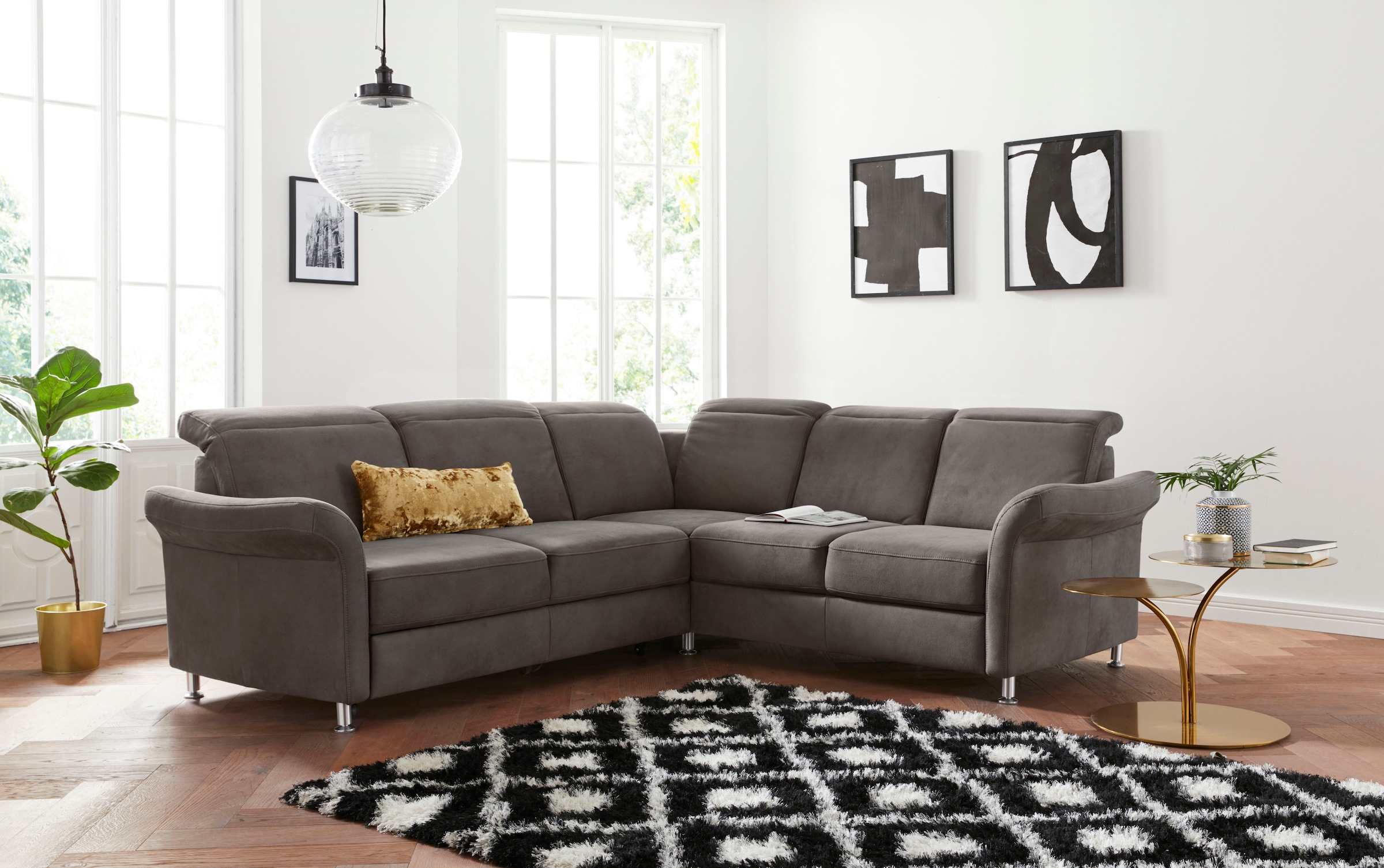 sit&more Ecksofa »Darwin L-Form«, inklusive Federkern, wahlweise mit Kopfte günstig online kaufen