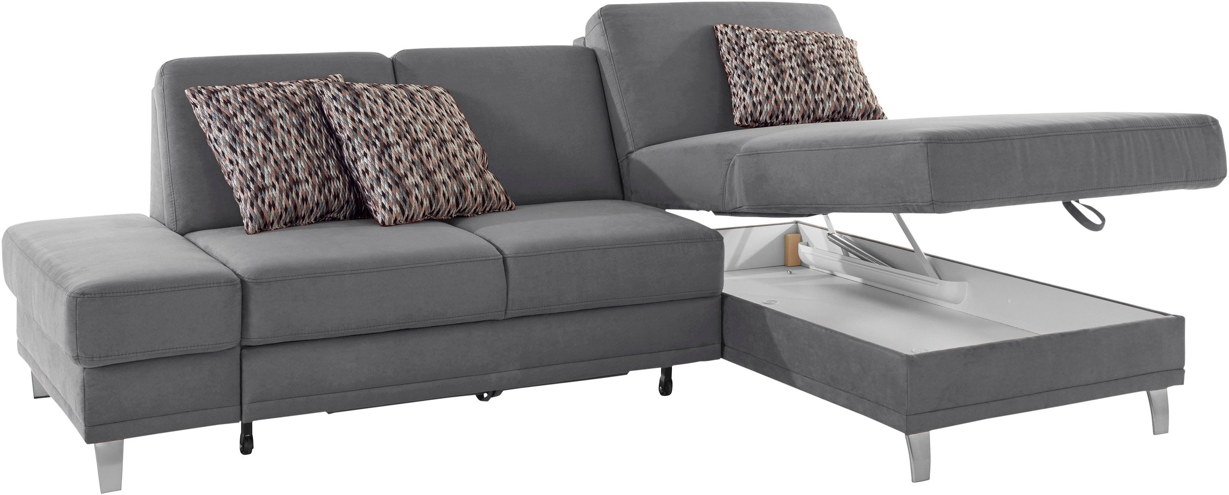 sit&more Ecksofa »Clio L-Form«, wahlweise mit Bettfunktion oder Vorziehsitz und Bettkasten, Federkern