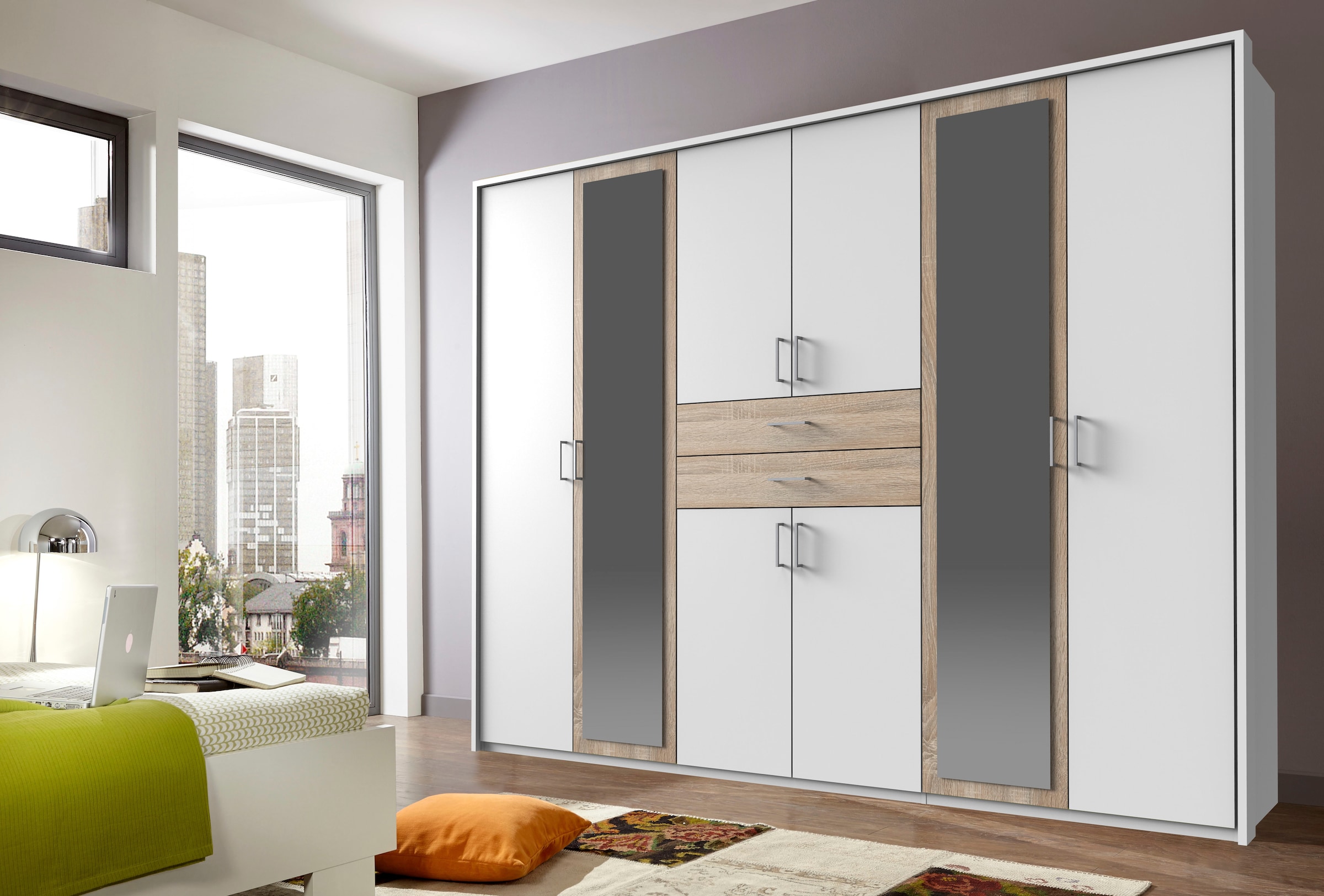 Wimex Kleiderschrank »Diver Drehtürenschrank mit Spiegel, Schubladen, 225 oder 270cm breit«, Bestseller Schlafzimmerschrank wahlweise 3 Innenausstattungen