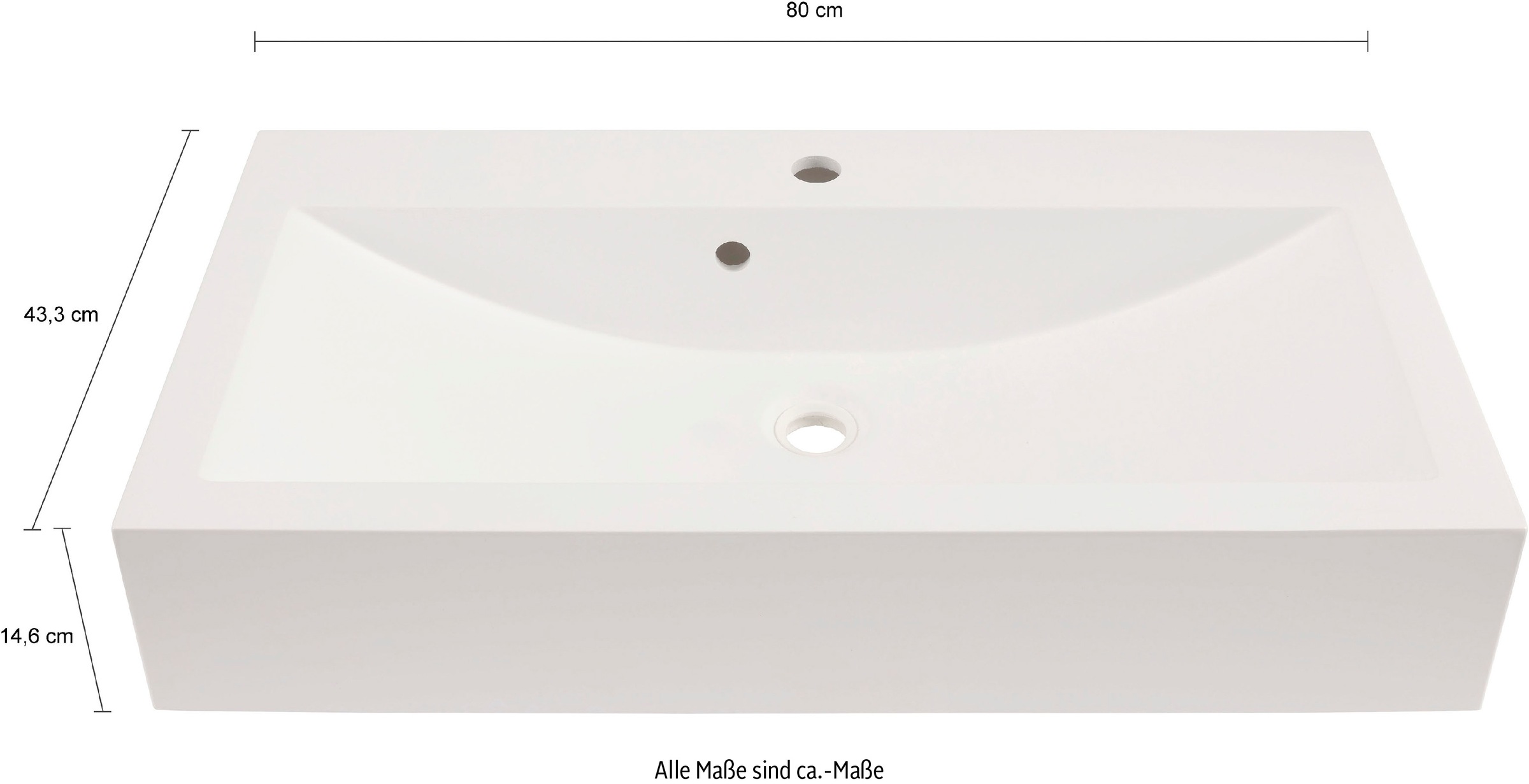 INOSIGN Badmöbel-Set »Riga, 4 teilig, inklusive Keramik-Aufsatzwaschbecken, bestehend aus:«, (Set, 4 St.), Waschtisch-Set, Hängeschrank, Badspiegel, Midischrank