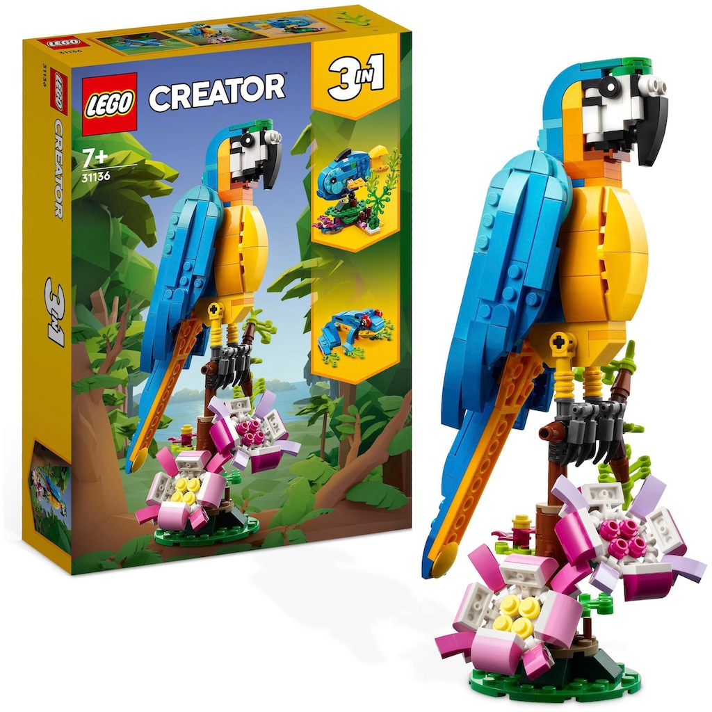 LEGO® Konstruktionsspielsteine »Exotischer Papagei (31136), LEGO® Creator 3in1«, (253 St.)