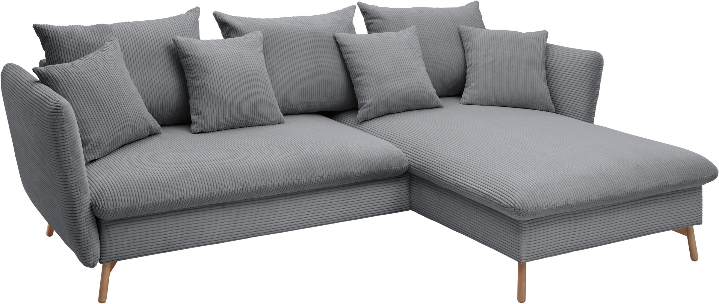 andas Ecksofa »MERLE, 258 cm, L-Form, traumhafter Cord,«, mit Bettfunktion und Bettkasten, Liegefläche 224 x 139