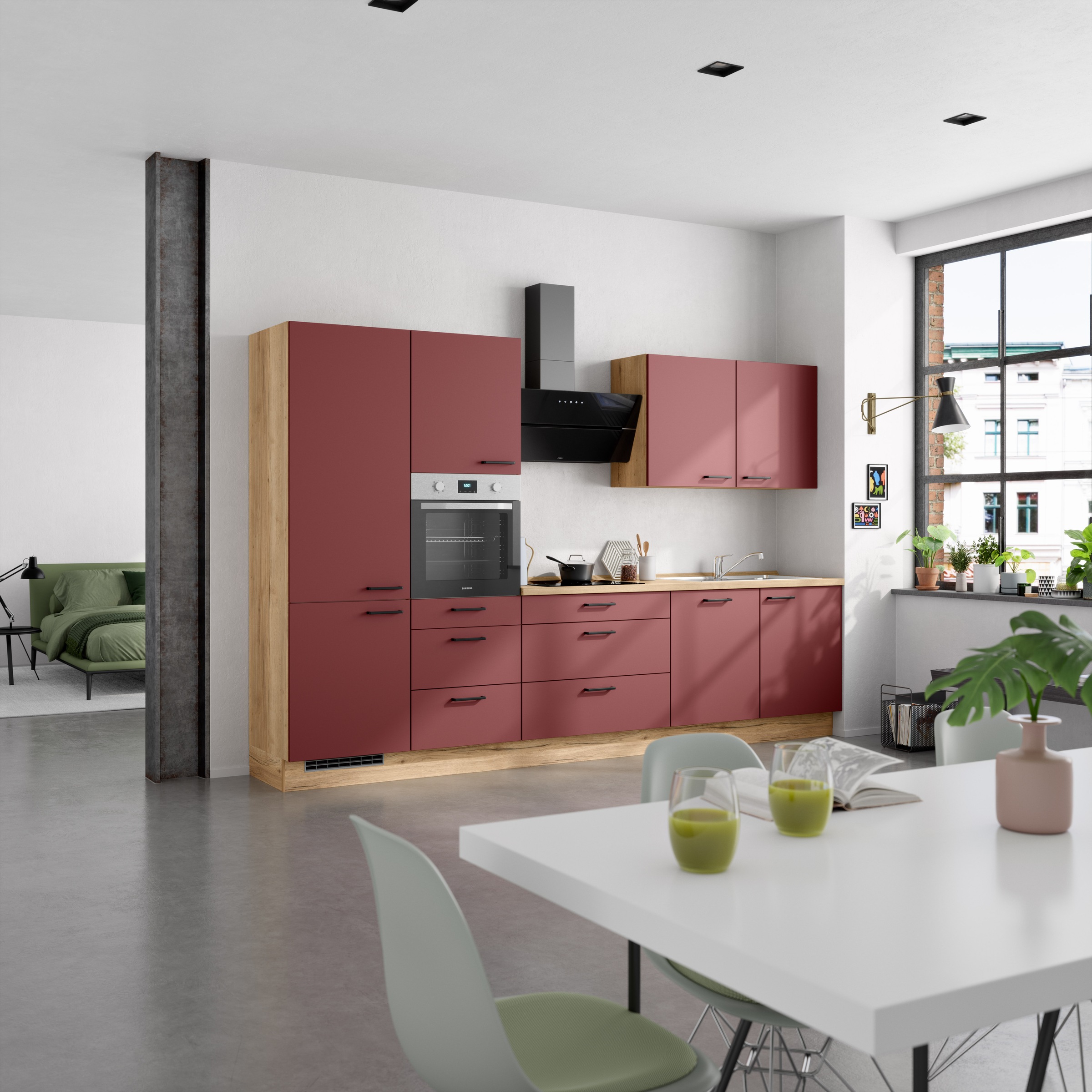 nobilia® Küchenzeile »"Easytouch II", NEU: individuell anpassbar mit gratis Profi-Beratung« vormontiert, Breite 330 cm, Ausrichtung wählbar, wahlw. mit E-Geräten