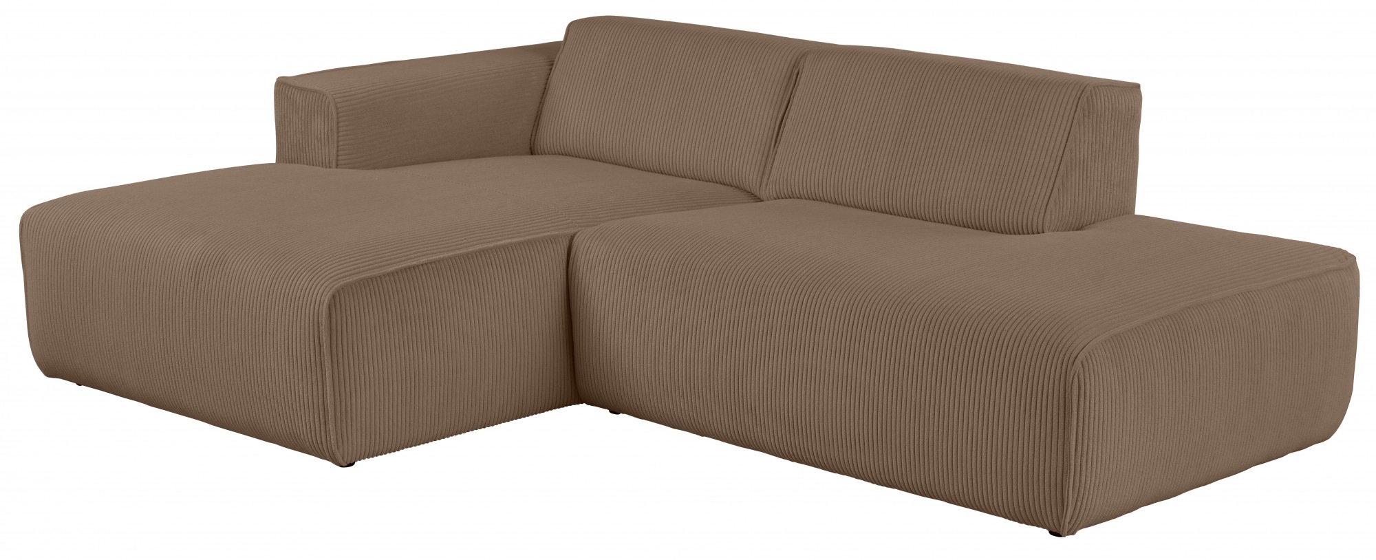 andas Ecksofa »Noord mit Kedernaht, Breite 227 cm«, Cord, Struktur, Webstoff, mit Wellenunterfederung, Massivholzrahmen