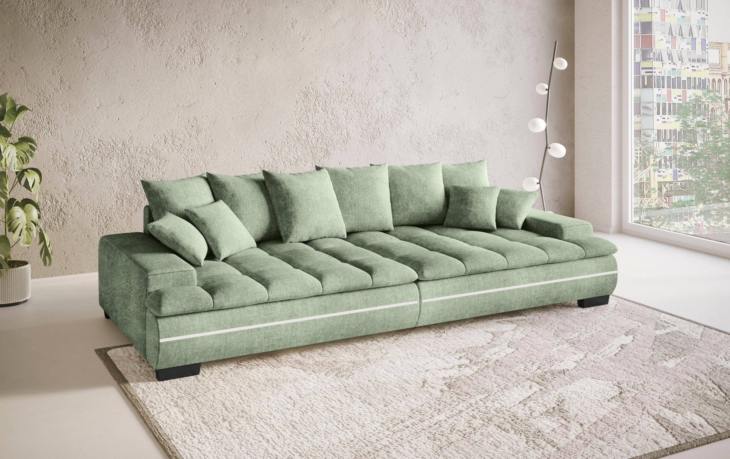 Mr. Couch Big-Sofa »Haiti II RGB-LED«, RGB-LED Beleuchtung, mit Handwerklich gearbeiteter Komfort-Steppung