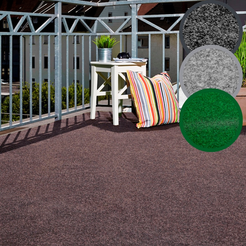 ANDIAMO Kunstrasen »Aberdeen, Made in Belgium« rechteckig 10 mm Höhe aus Nadelfilz, mit Drainagenoppen, für Balkon, Terasse, Wintergarten braun...